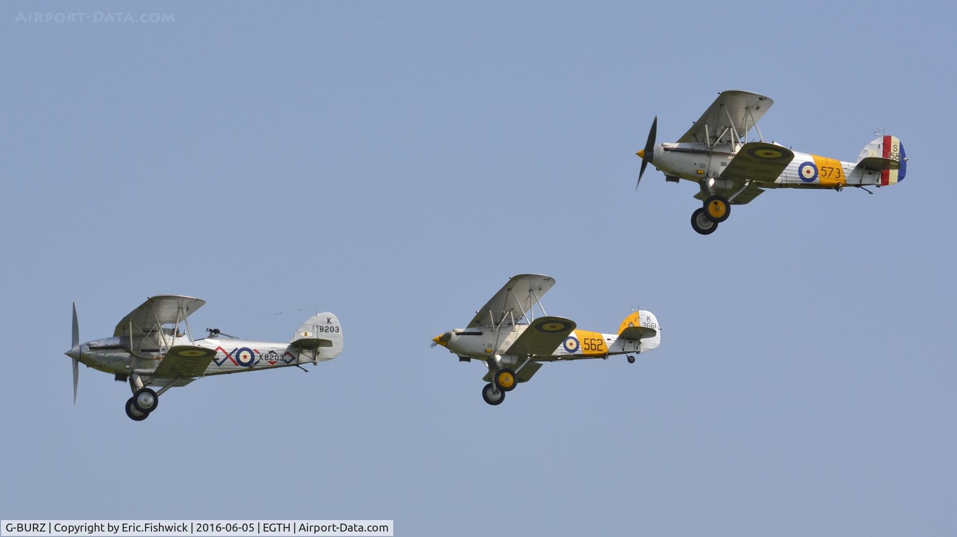 G-BURZ, 1934 Hawker Nimrod II C/N 41H-59890, 45. K3661 with great company in display mode at Shuttleworth Collection's 'Fly Navy,' June 2016