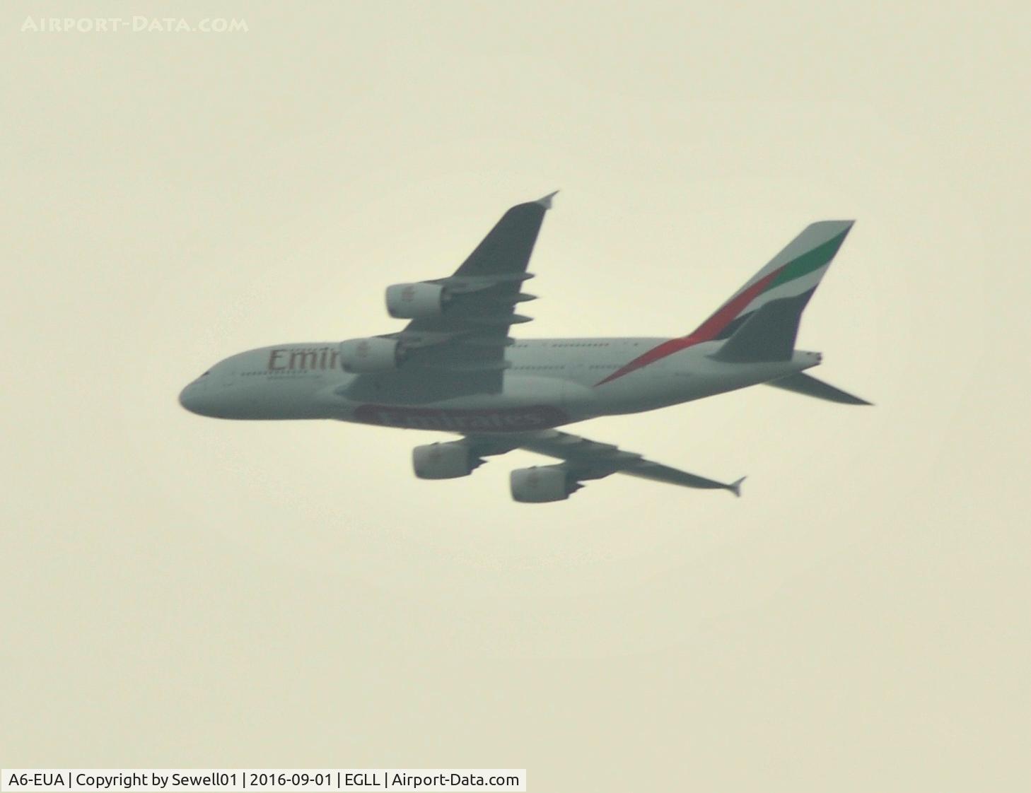 A6-EUA, 2016 Airbus A380-861 C/N 211, Departing LHR