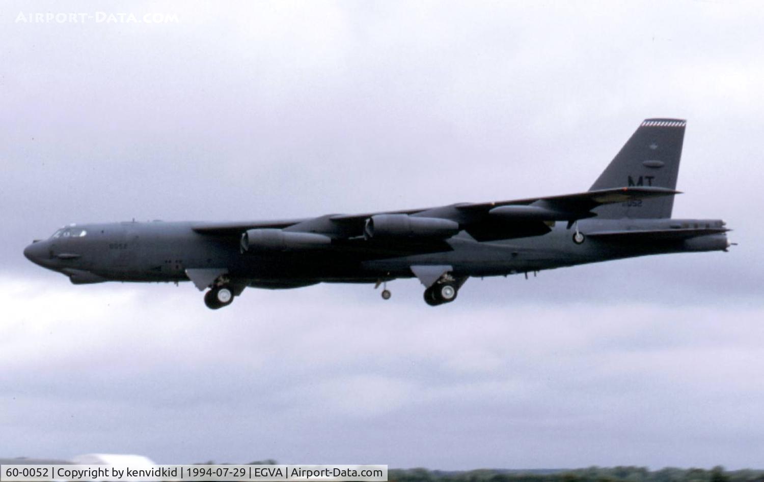 60-0052, 1960 Boeing B-52H Stratofortress C/N 464417, US Air Force arriving for RIAT.