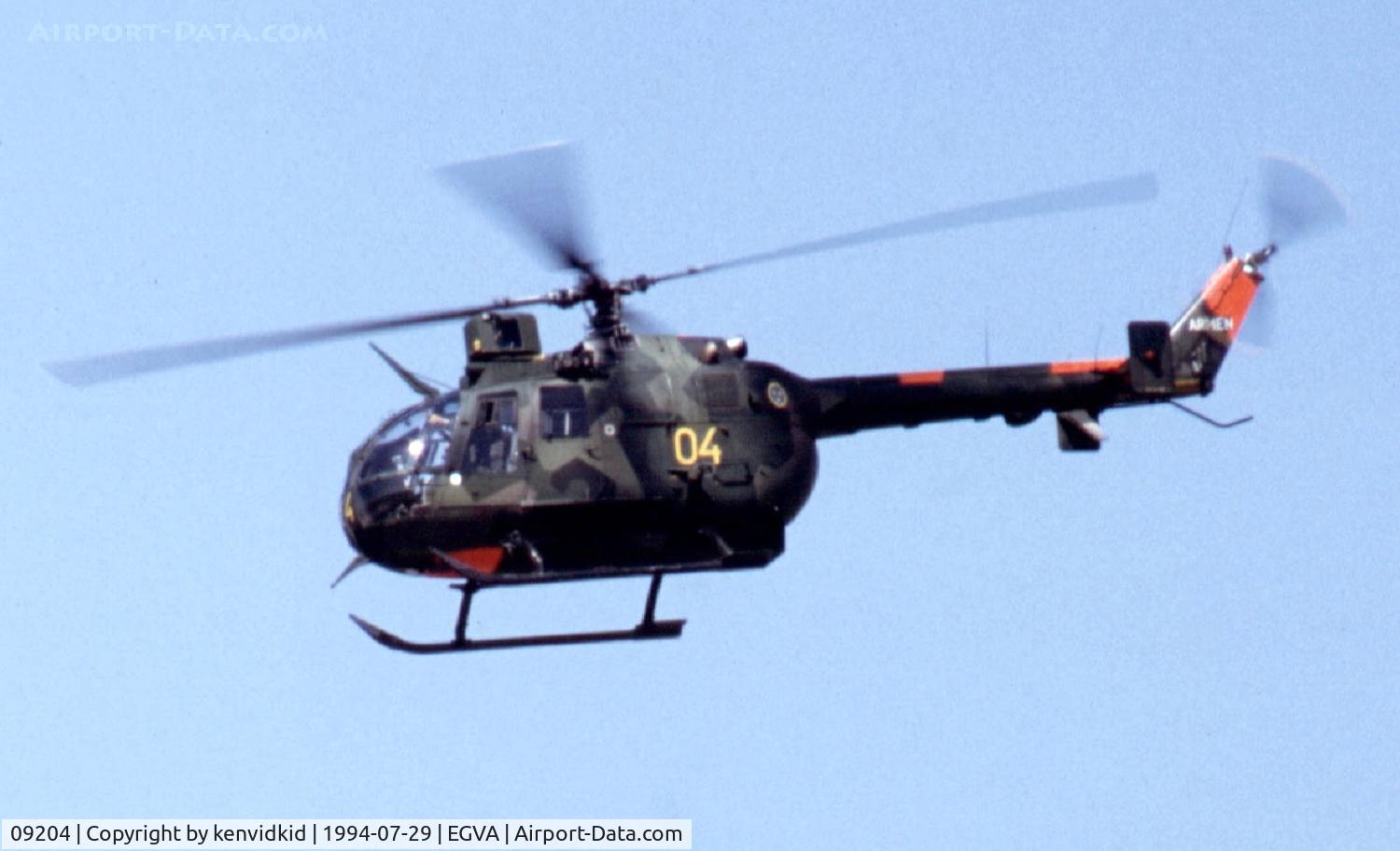 09204, MBB Hkp9A (Bo-105CB-3) C/N S-1754, Swedish Army arriving for RIAT.