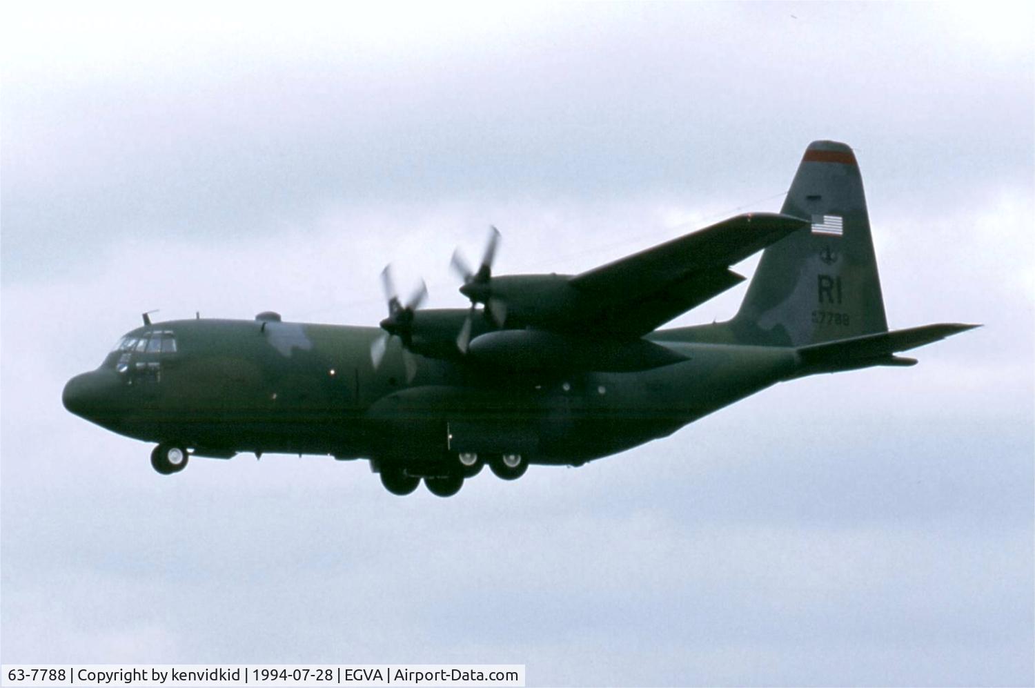 63-7788, 1963 Lockheed C-130E Hercules C/N 382-3855, US Air Force arriving for RIAT, Rhode Island ANG.