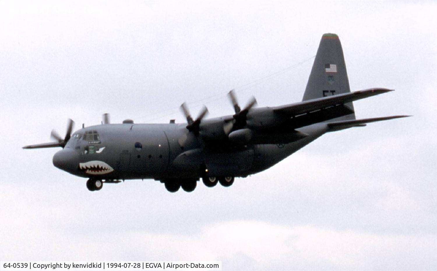 64-0539, 1964 Lockheed C-130E Hercules C/N 382-4029, US Air Force arriving for RIAT.