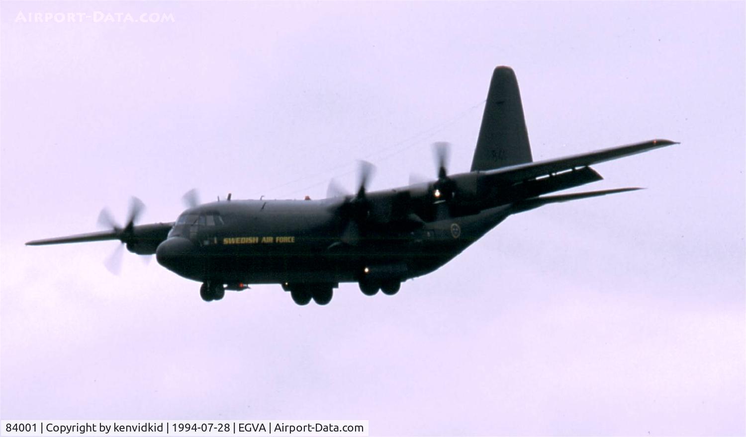 84001, 1964 Lockheed C-130H Hercules C/N 382-4039, Swedish Air Force arriving for RIAT.