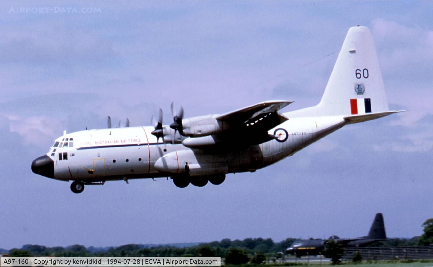 A97-160, Lockheed C-130E Hercules C/N 382-4160, Royal Australian Air Force arriving for RIAT.