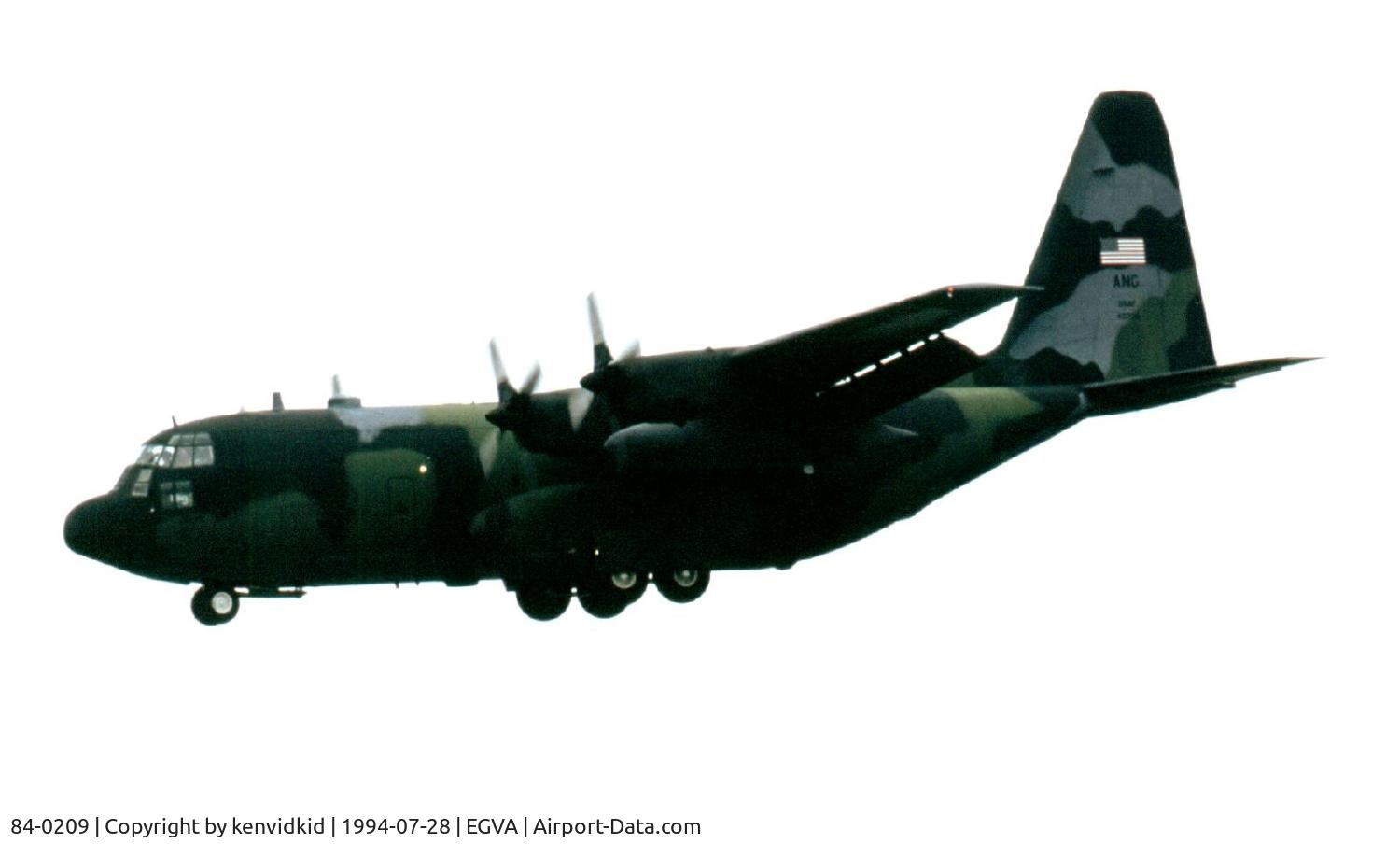 84-0209, 1984 Lockheed C-130H Hercules C/N 382-5047, US Air Force arriving for RIAT, Delaware ANG.