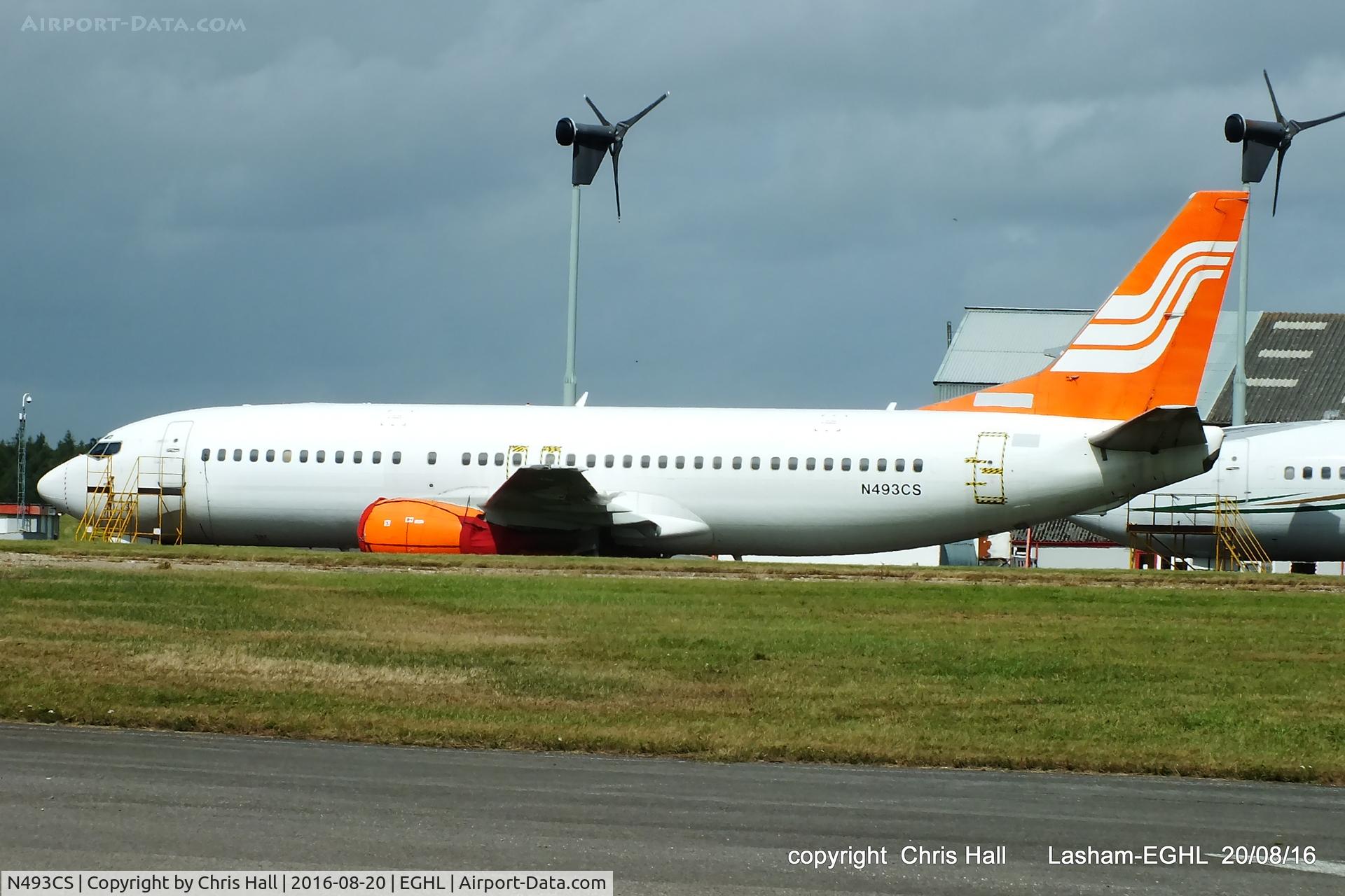 N493CS, 1998 Boeing 737-400 C/N 29201, stored at Lasham