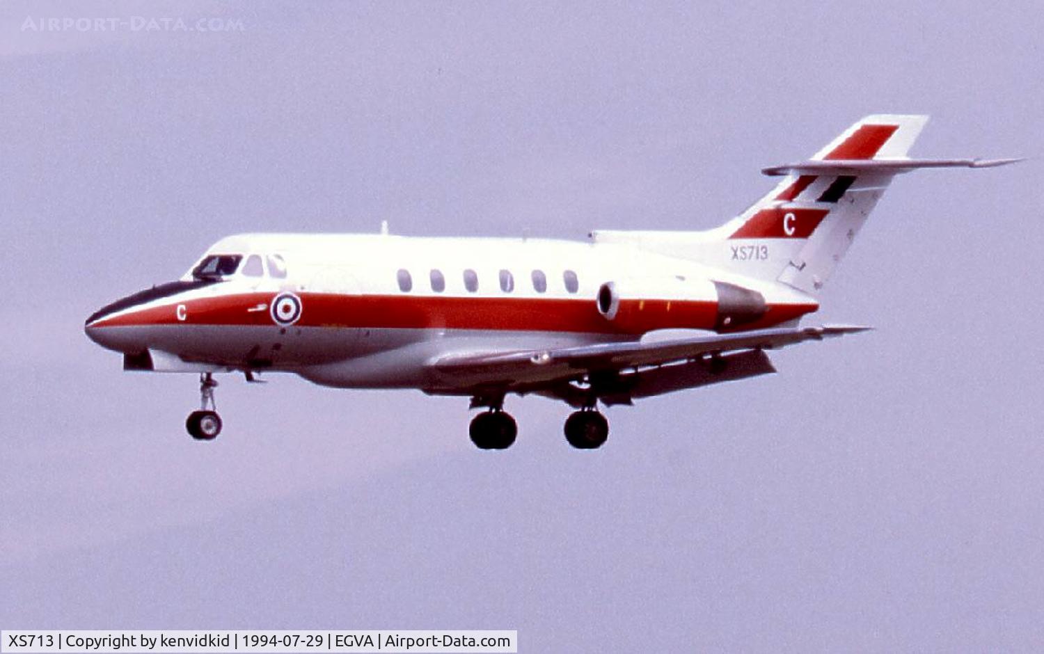 XS713, 1965 Hawker Siddeley HS.125 Dominie T.1 C/N 25041, Royal Air Force arriving for RIAT.