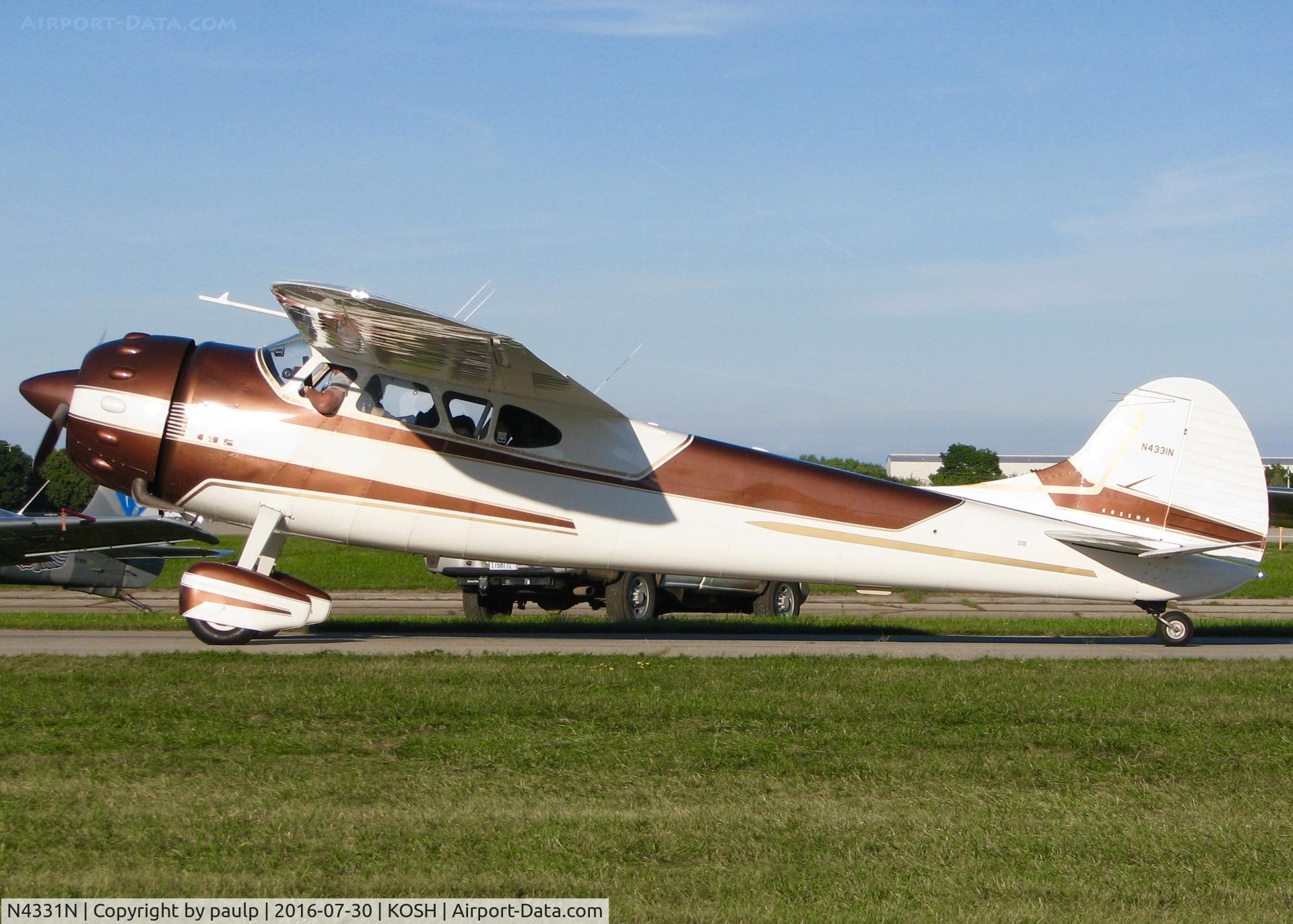 N4331N, 1947 Cessna 195 C/N 7078, At AirVenture 2016.