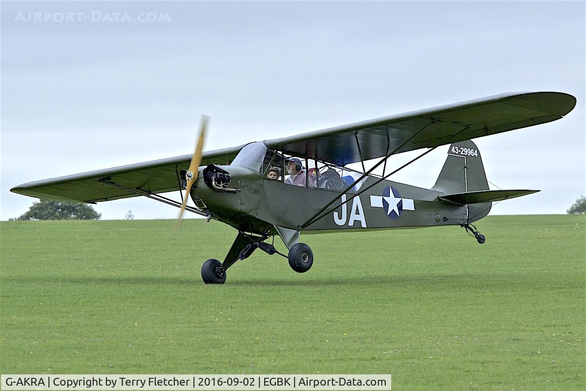 G-AKRA, 1944 Piper L-4H Grasshopper (J3C-65D) C/N 11255, At 2016 LAA Rally at Sywell