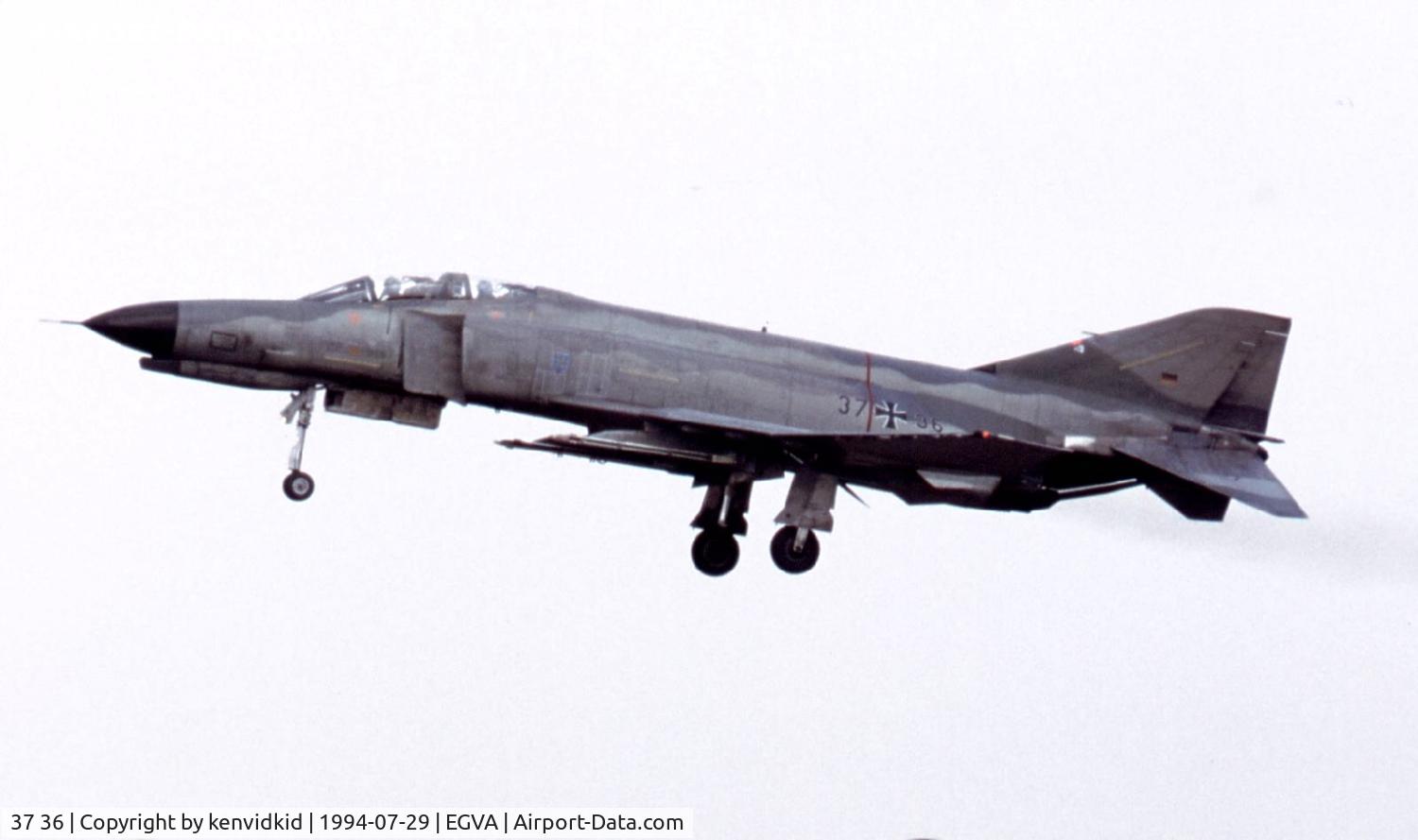 37 36, 1972 McDonnell Douglas F-4F Phantom II C/N 4436, German Air Force arriving at RIAT.
