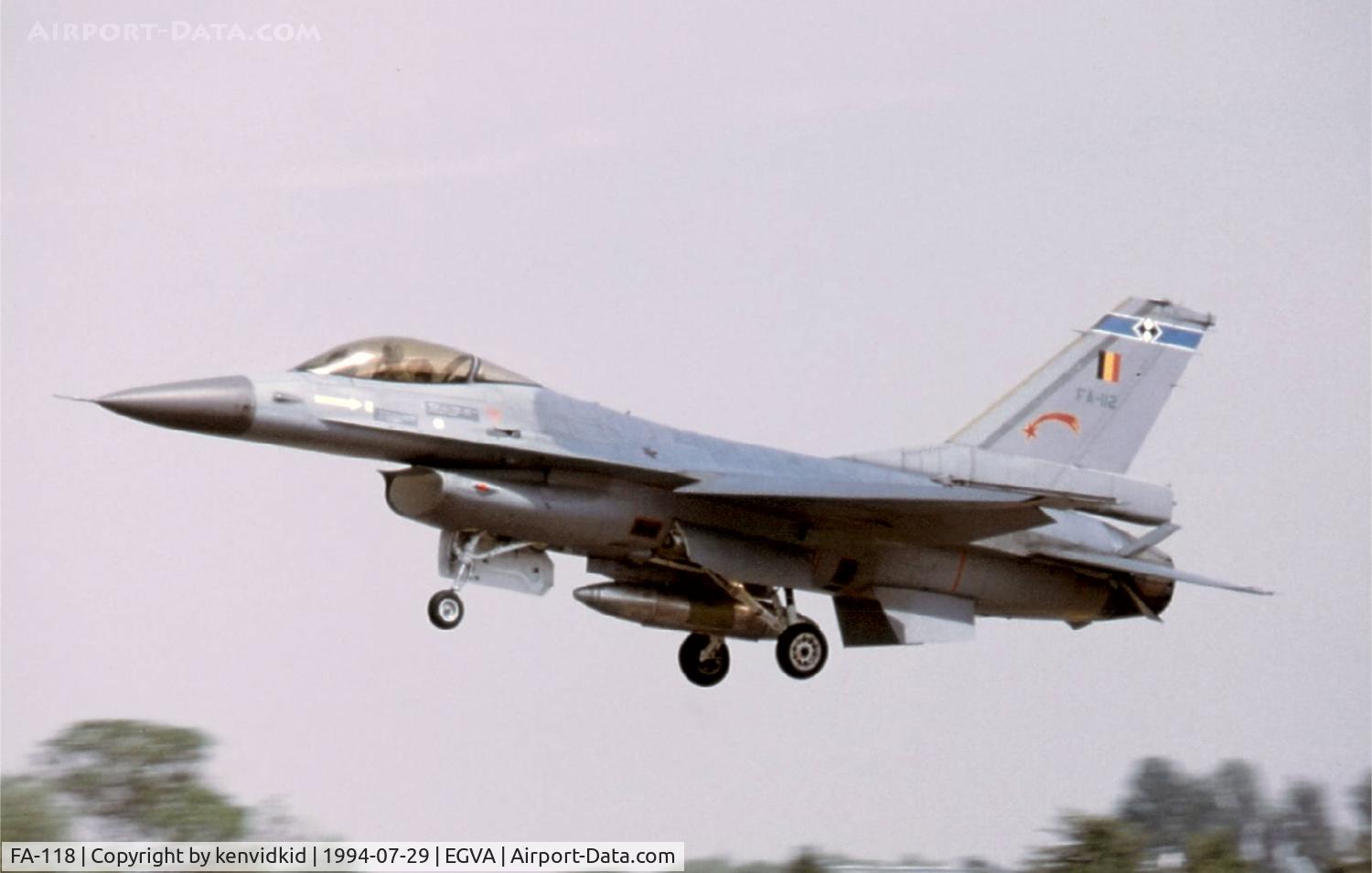 FA-118, SABCA F-16AM Fighting Falcon C/N 6H-118, Belgian Air Force arriving at RIAT.
