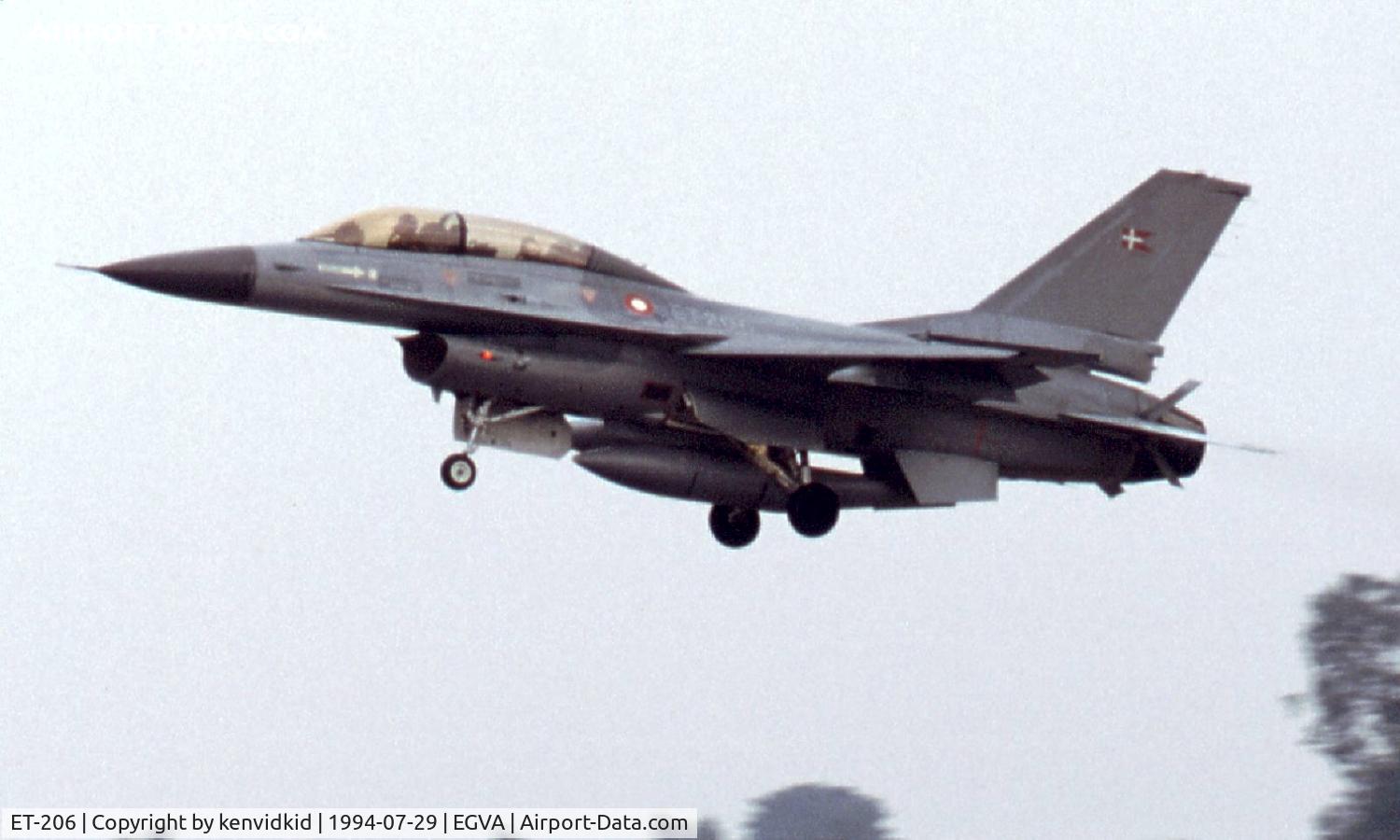 ET-206, General Dynamics F-16B C/N 6G-3, Royal Danish Air Force arriving at RIAT.