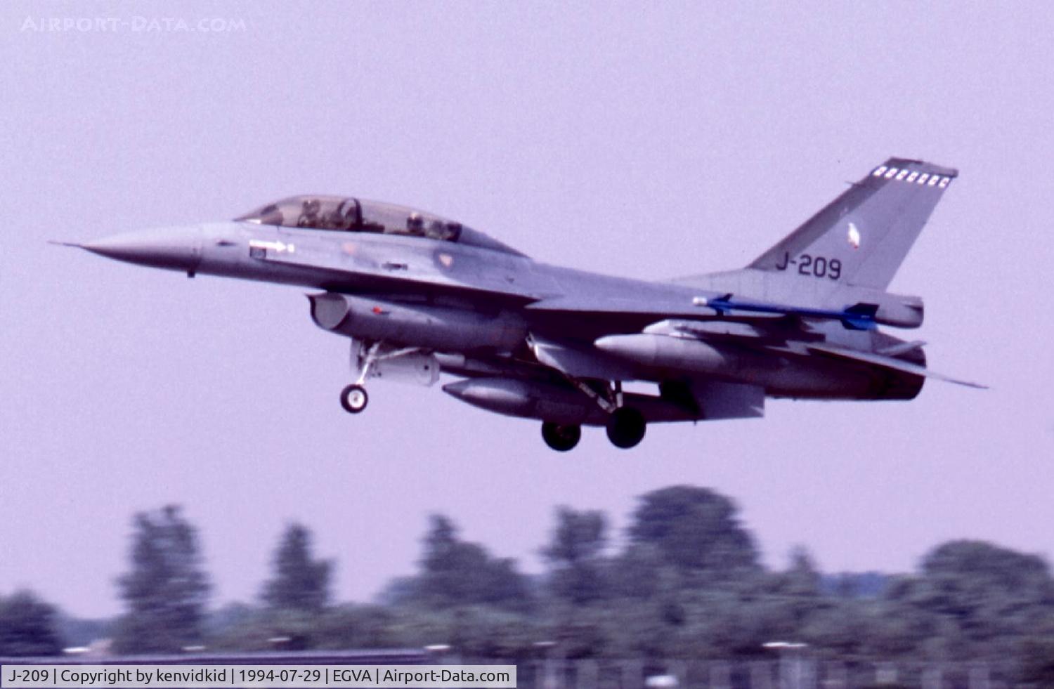 J-209, 1983 General Dynamics F-16BM Fighting Falcon C/N 6E-28, Royal Netherlands Air Force arriving at RIAT.