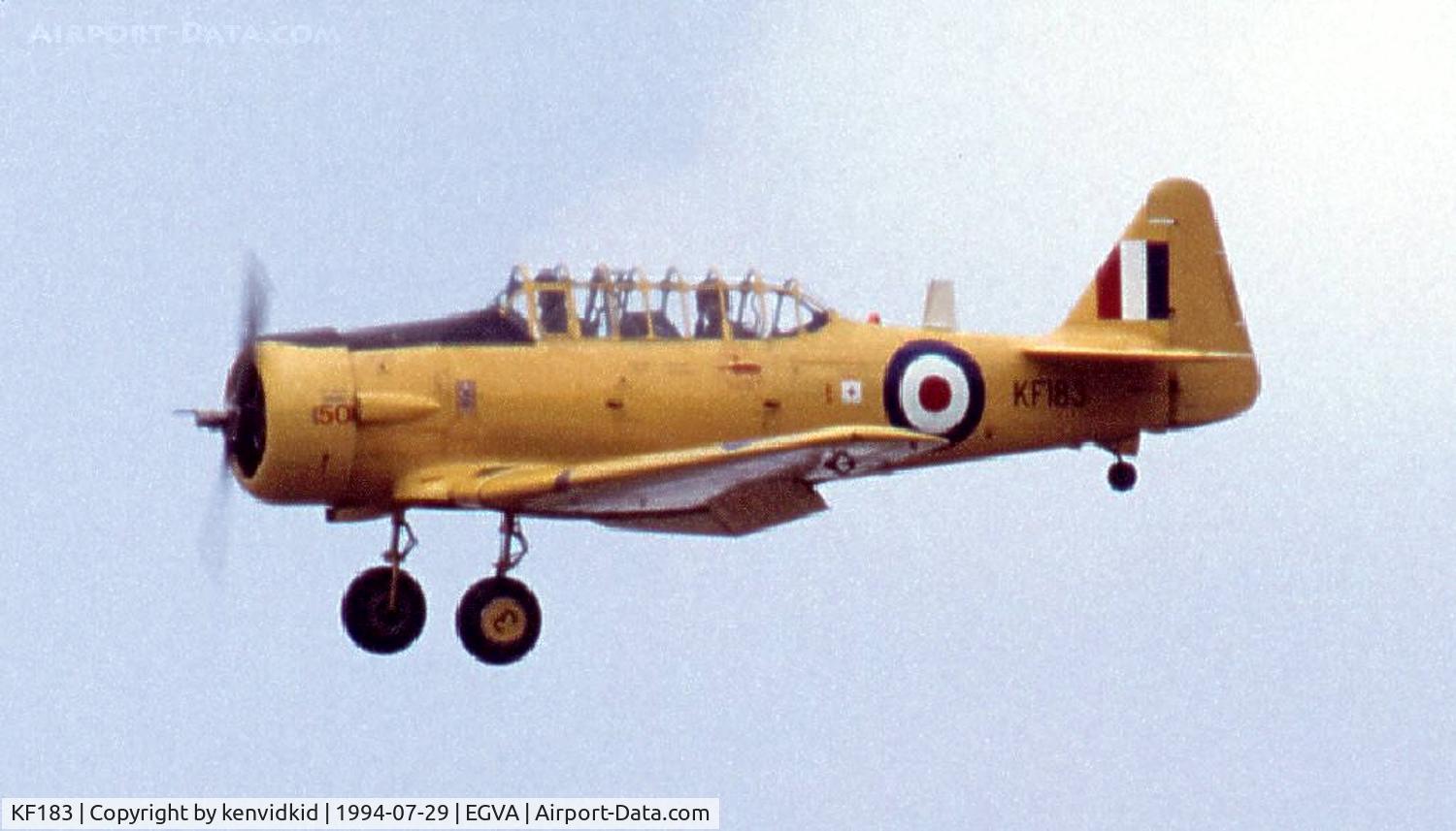 KF183, 1944 Noorduyn AT-16 Harvard IIB C/N 14A-1884, A&AEE arriving at RIAT.