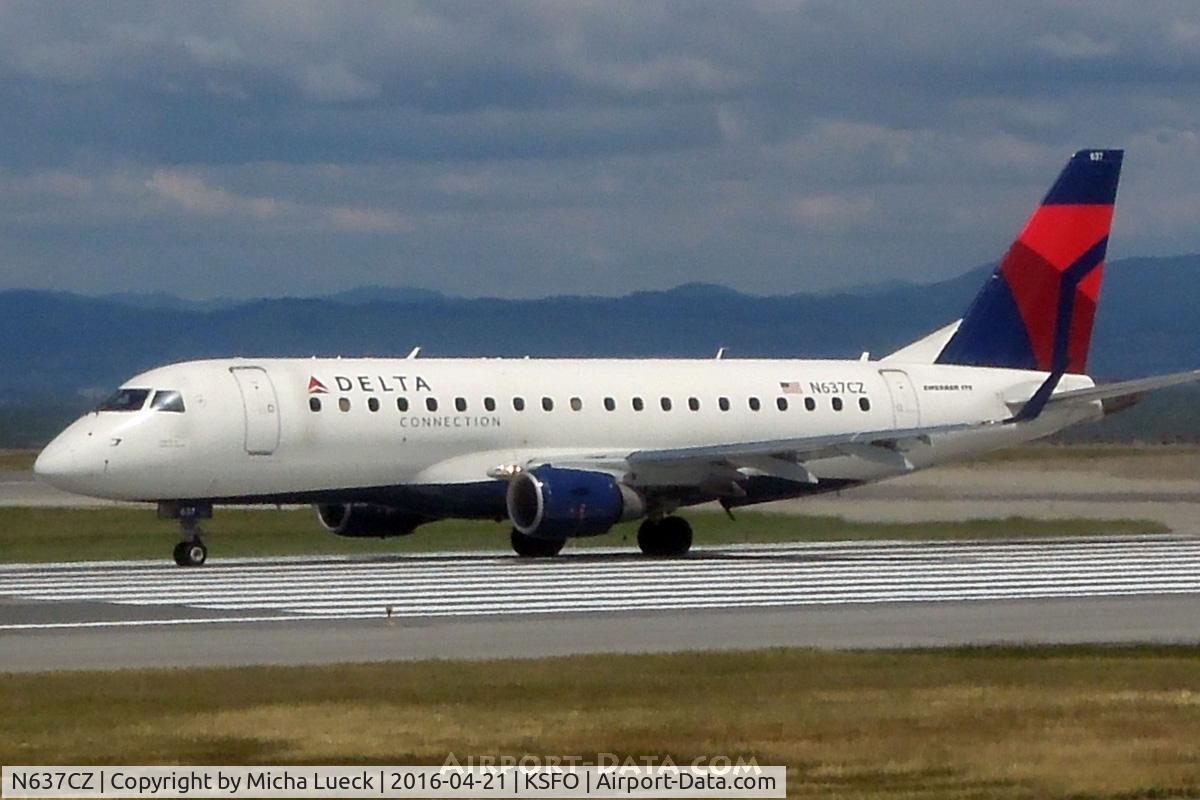 N637CZ, 2008 Embraer 175LR (ERJ-170-200LR) C/N 17000256, At SFO