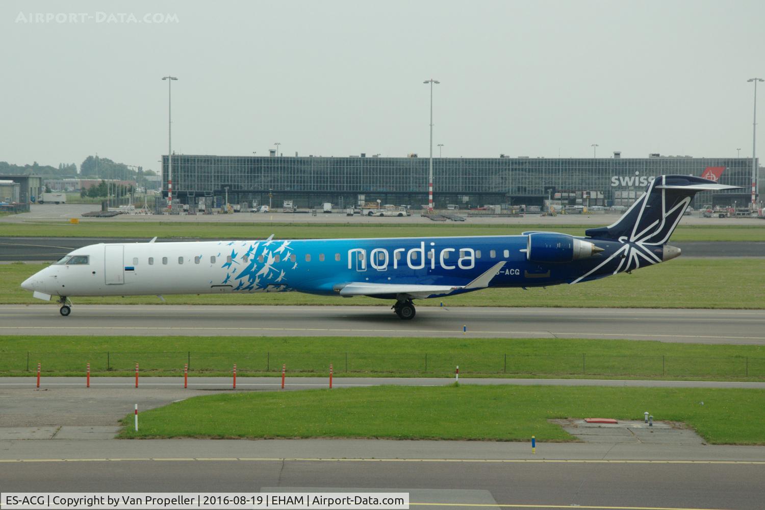ES-ACG, 2012 Bombardier CRJ-900 NG (CL-600-2D24) C/N 15277, Bombardier CRJ-900NG of Estonian carrier Nordica at Schiphol airport, the Netherlands