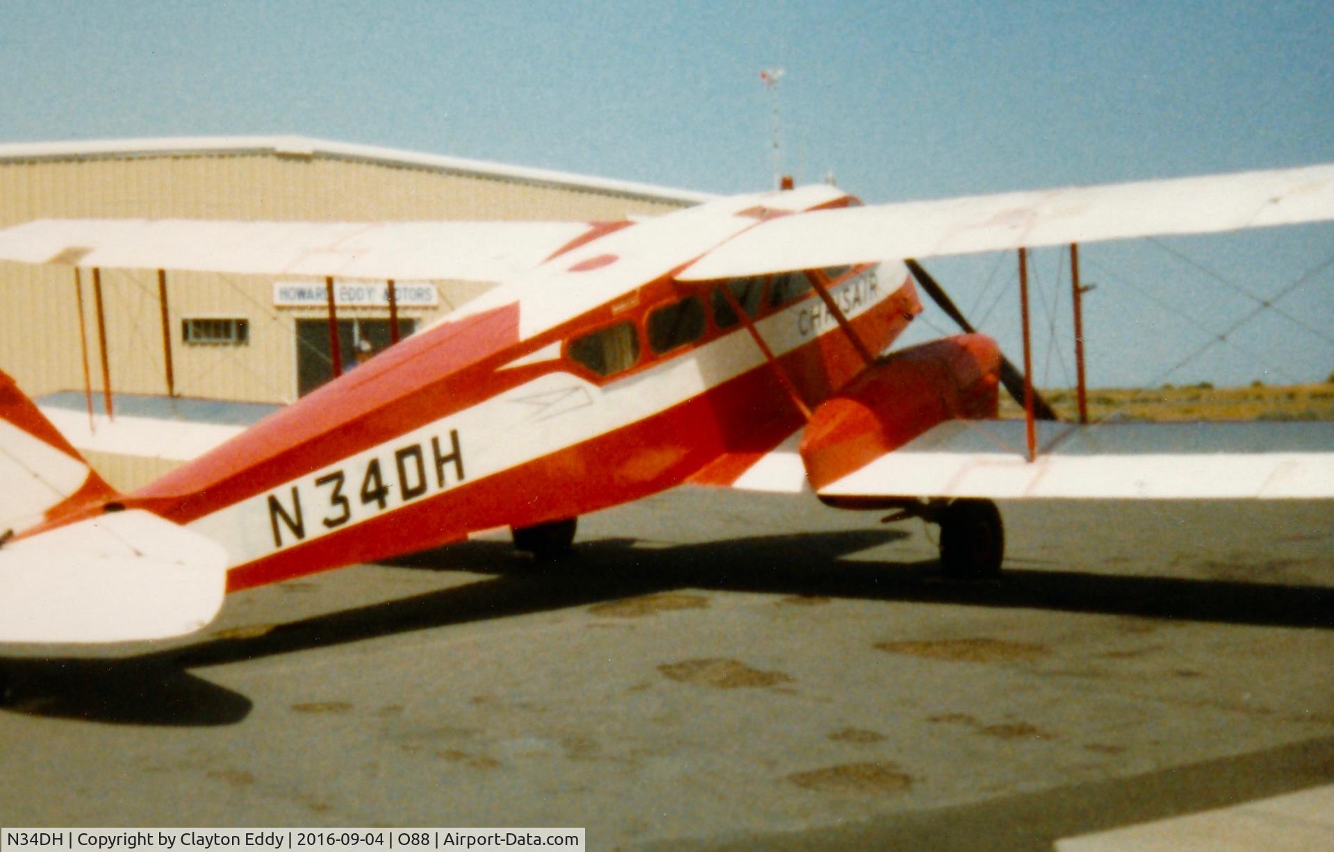 N34DH, 1934 De Havilland DH-84A Dragon II C/N 6096, H34DH at the old Rio Vista Airport in California. 1981.