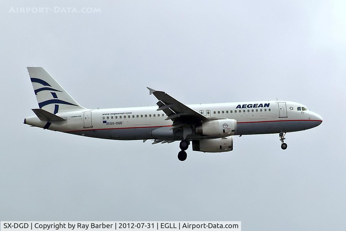 SX-DGD, 2009 Airbus A320-232 C/N 4065, Airbus A320-232 [4065] (Aegean Airlines) Home~G 31/07/2012. On approach 27L.