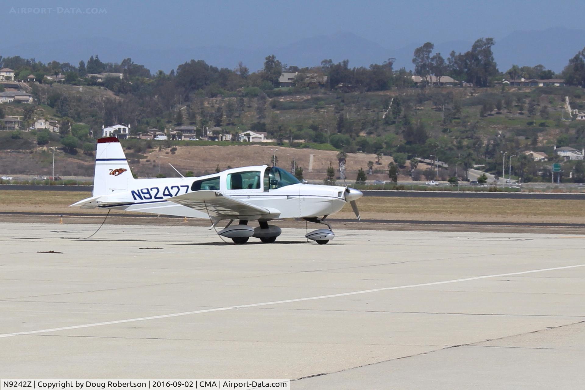 N9242Z, 1975 Grumman American AA-5B Tiger C/N AA5B-0183, 1975 Grumman American AA-5B TIGER, Lycoming O&VO-360 180 Hp, good performer but pilot seat uncomfortable on cross-countries, my opinion