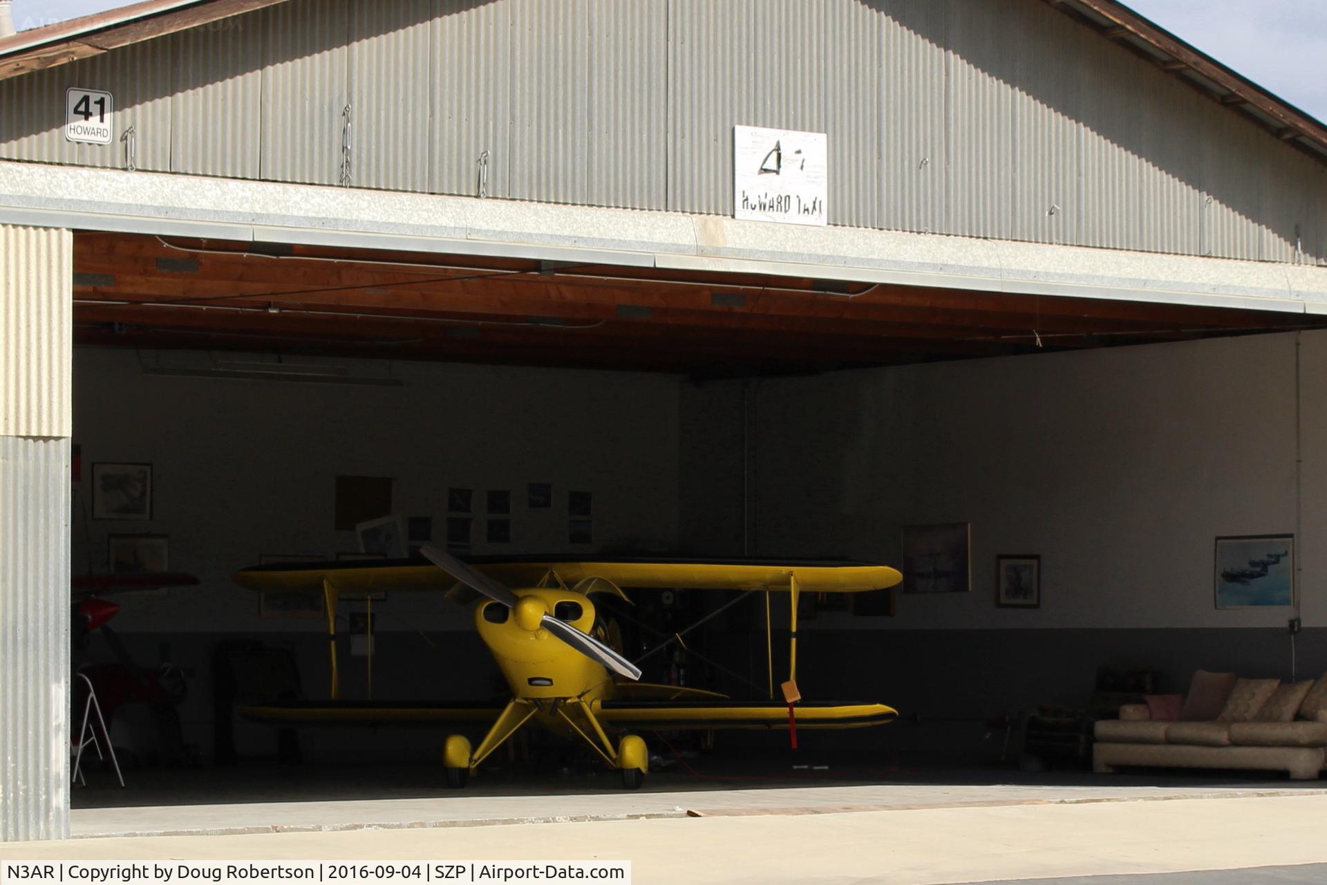 N3AR, 1974 Pitts S-1S Special C/N 10, 1974 Russell PITTS S-1S SPECIAL, Lycoming O&VO-360 180 Hp, in hanger, 41 HOWARD TAXI. Flew earlier this morning.