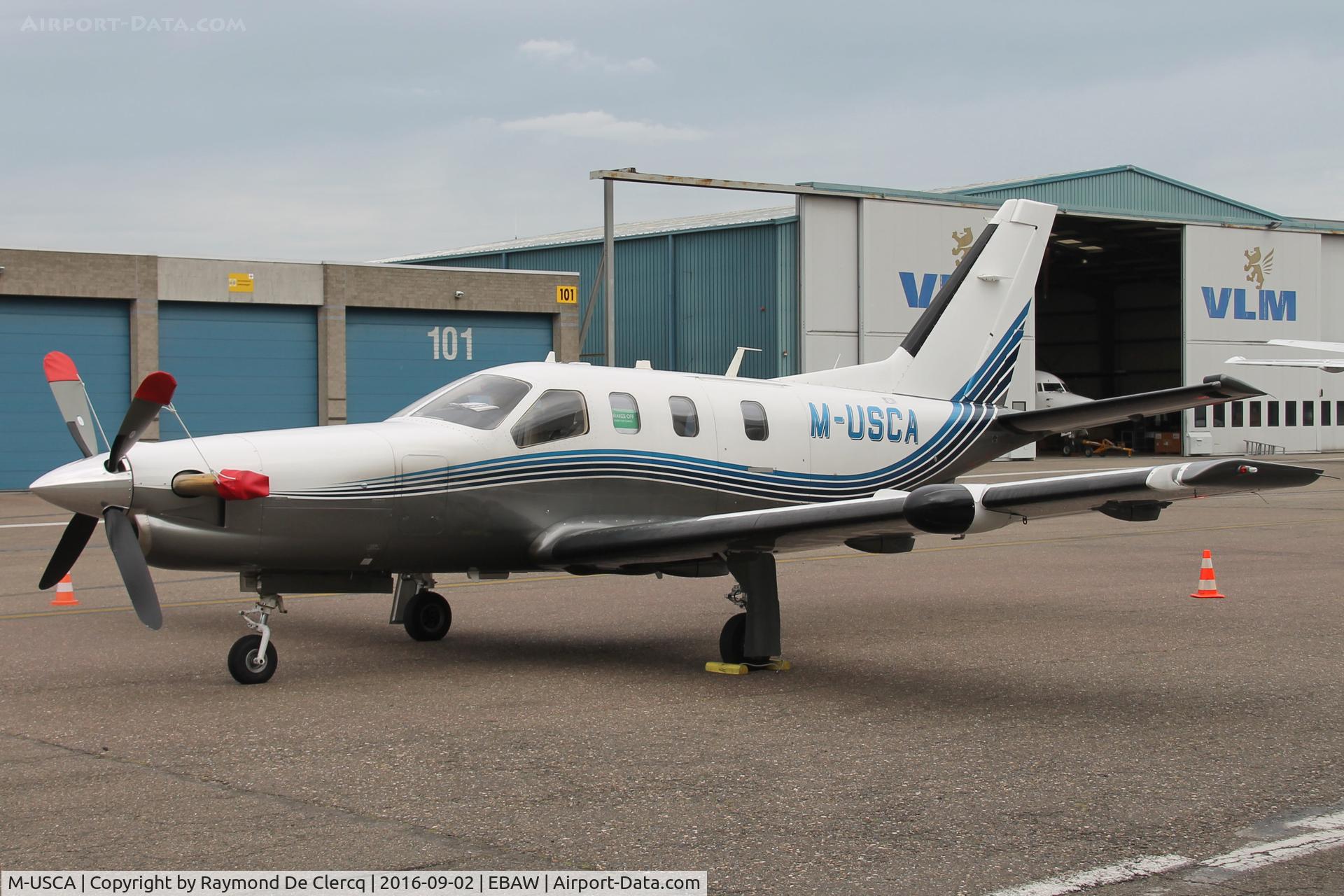 M-USCA, 2008 Socata TBM-700N C/N 456, Parked at Antwerp Airport.