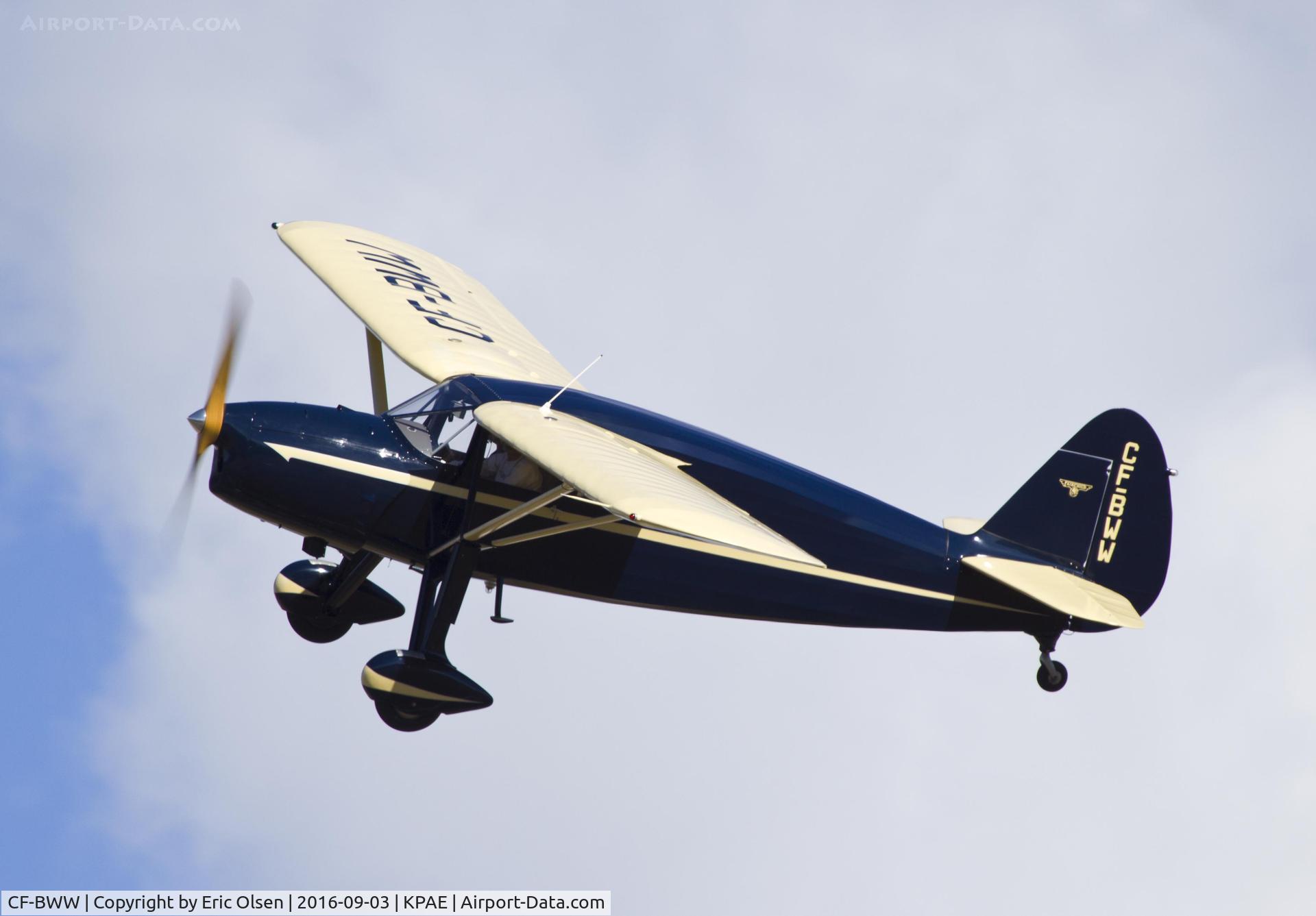 CF-BWW, 1938 Fairchild 24K C/N 3304, Fairchild 24K on a fly by during the 2016 Vintage Aircraft weekend.