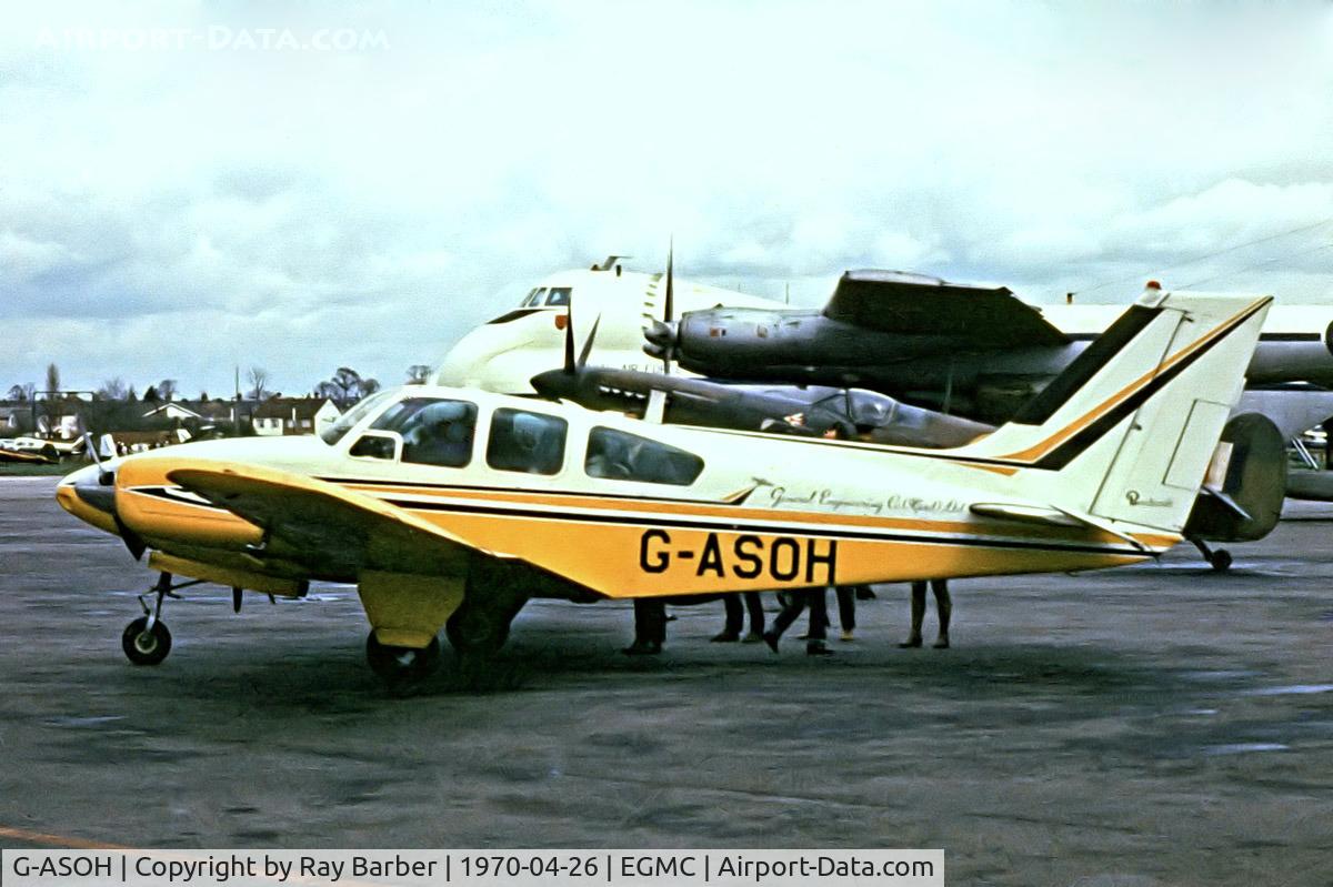 G-ASOH, 1964 Beech 95-B55 Baron Baron C/N TC-656, Beech 95-B55 Baron [TC-656] (General Engineering Co (Ilford) Ltd) Southend~G 26/04/1970. From a slide.