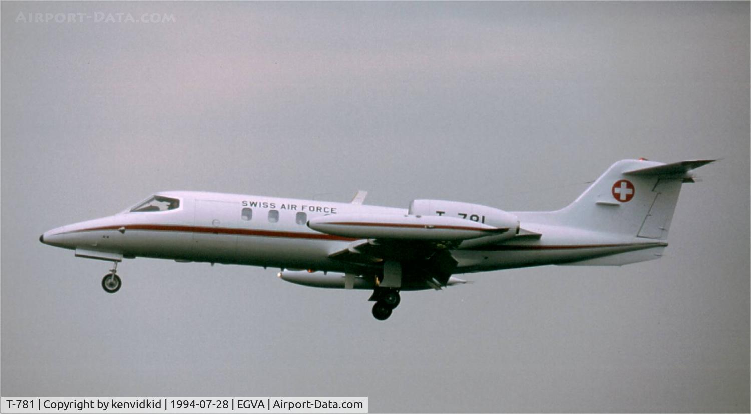 T-781, 1976 Learjet 35A C/N 35A-068, Swiss Air Force arriving at RIAT.