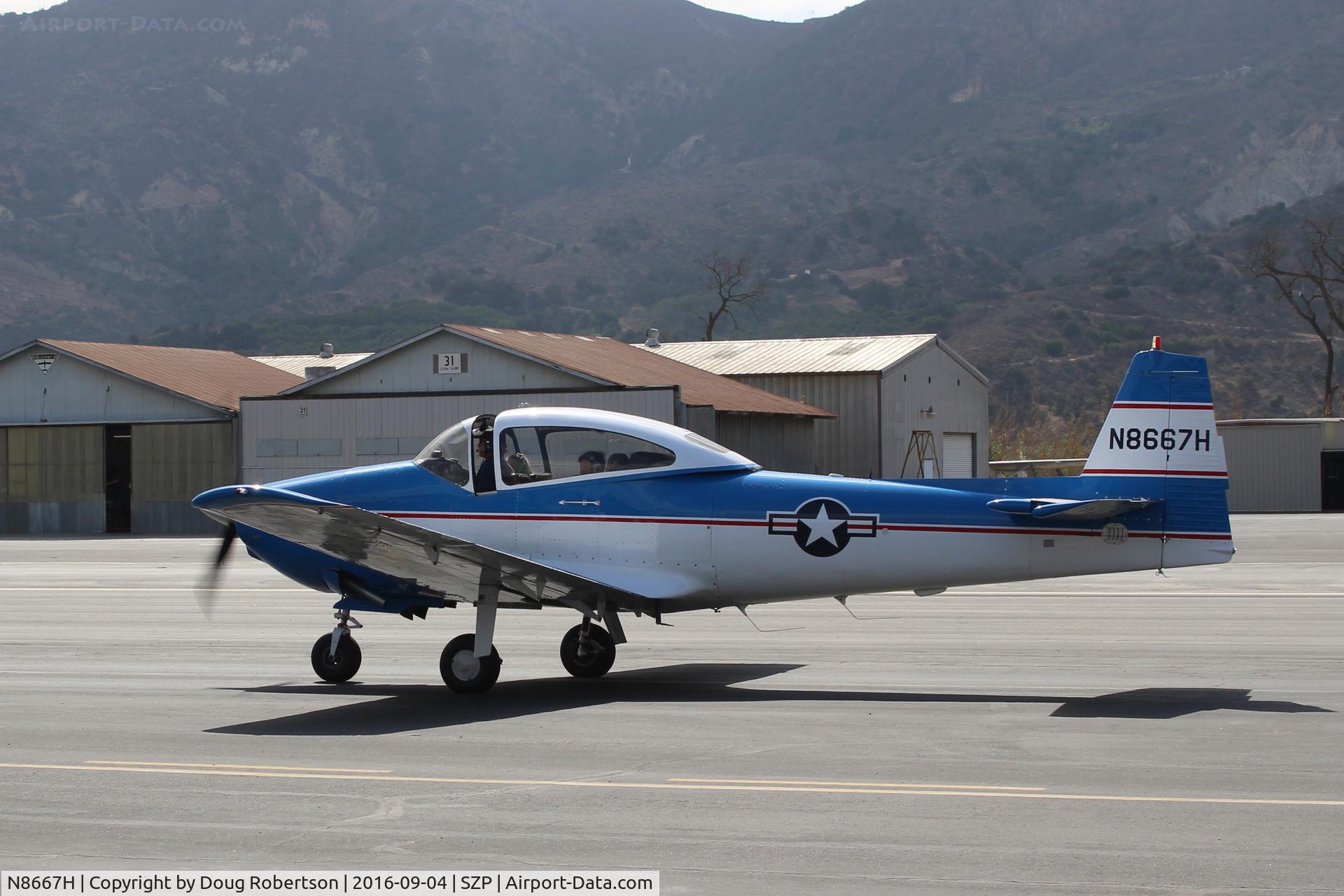 N8667H, 1947 North American Navion C/N NAV-4-667, 1947 North American NAVION, Continental IO-520 285 Hp upgrade, taxi to Rwy 22, Young Eagles flight