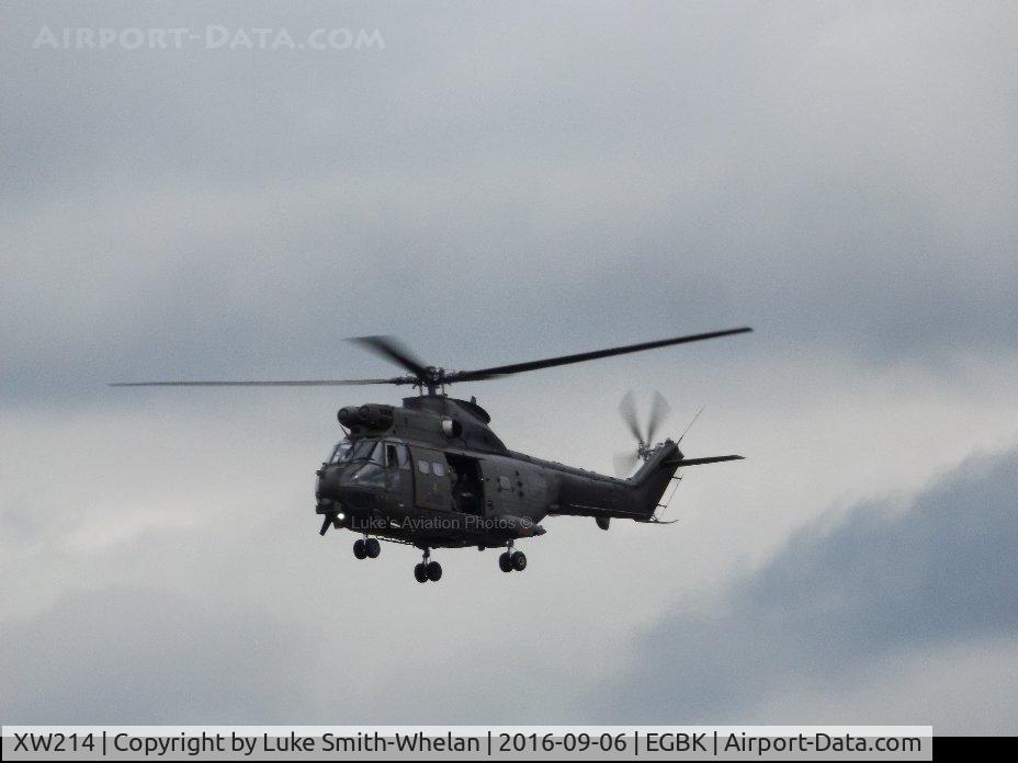 XW214, 1971 Westland Puma HC.1 C/N 1120, Landing at Sywell Aerodrome to get refuelled.