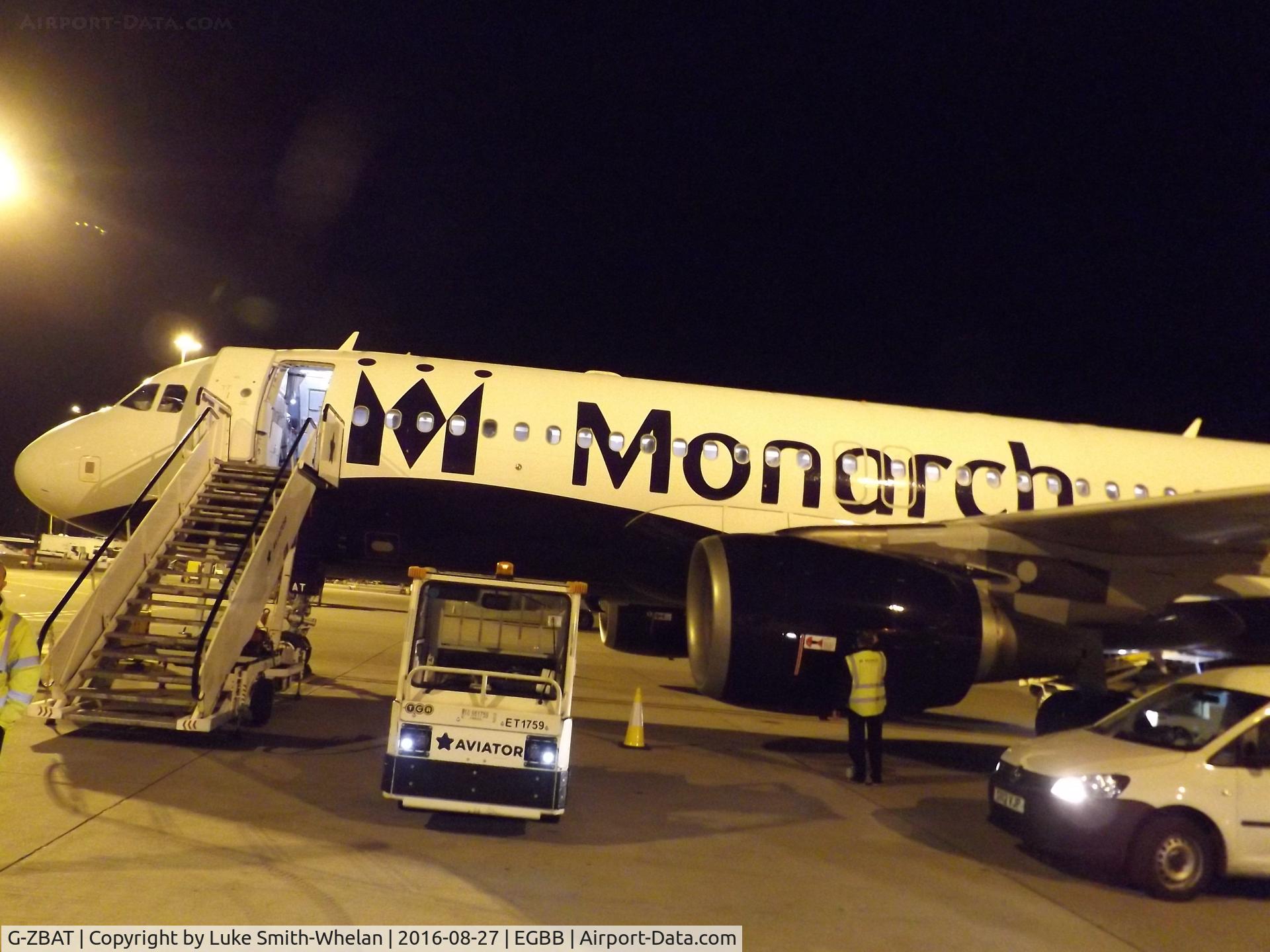 G-ZBAT, 2007 Airbus A320-214 C/N 3278, At Birmingham Airport in the early hours of the morning.