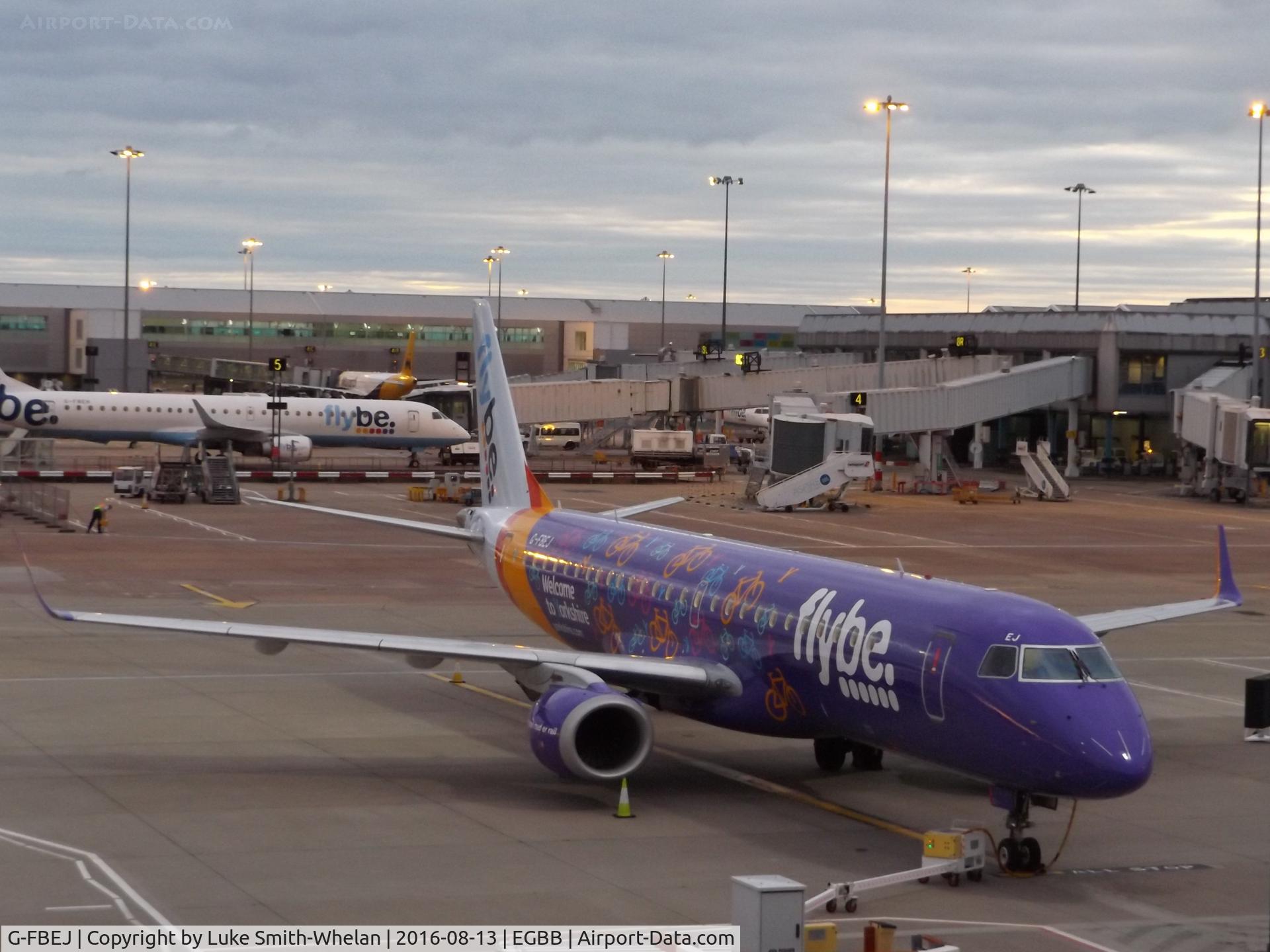 G-FBEJ, 2007 Embraer 195LR (ERJ-190-200LR) C/N 19000155, Parked up at Birmingham Airport