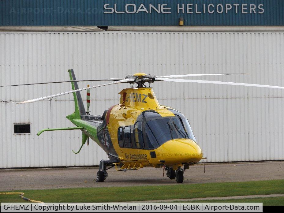 G-HEMZ, 2009 Agusta A-109S Grand C/N 22156, Parked up at Sloane Helicopters which is at Sywell Aerodrome.
