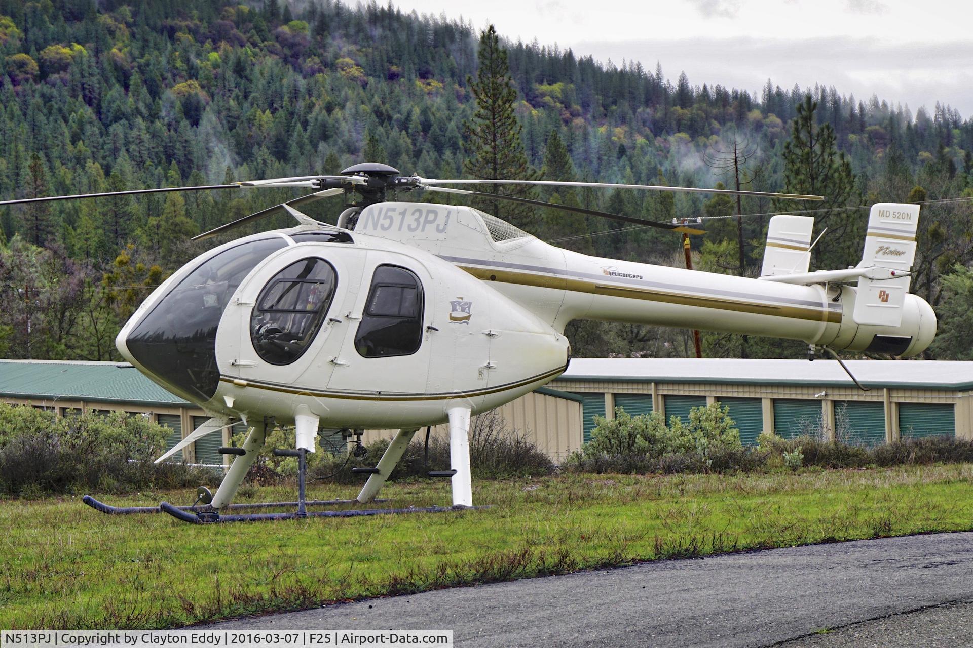 N513PJ, 1993 McDonnell Douglas 520N C/N 1, Repairing some downed power lines after a storm, Brownsville Airport in California. 2016.