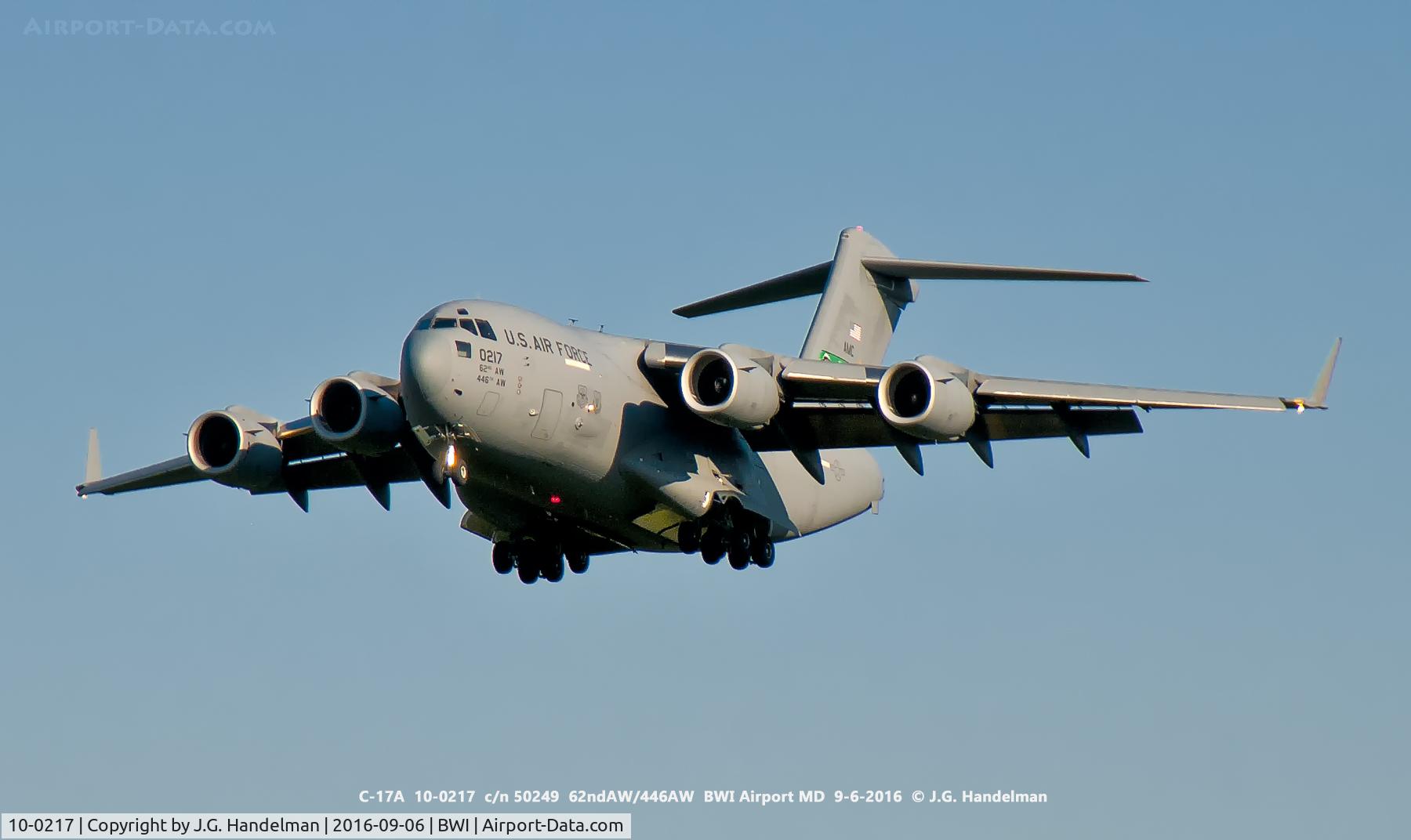 10-0217, Boeing C-17A Globemaster III C/N P-217, Approaching 33L.