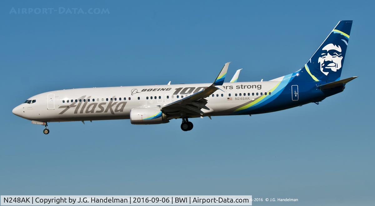 N248AK, 2016 Boeing 737-990/ER C/N 62469, On final to 33L.