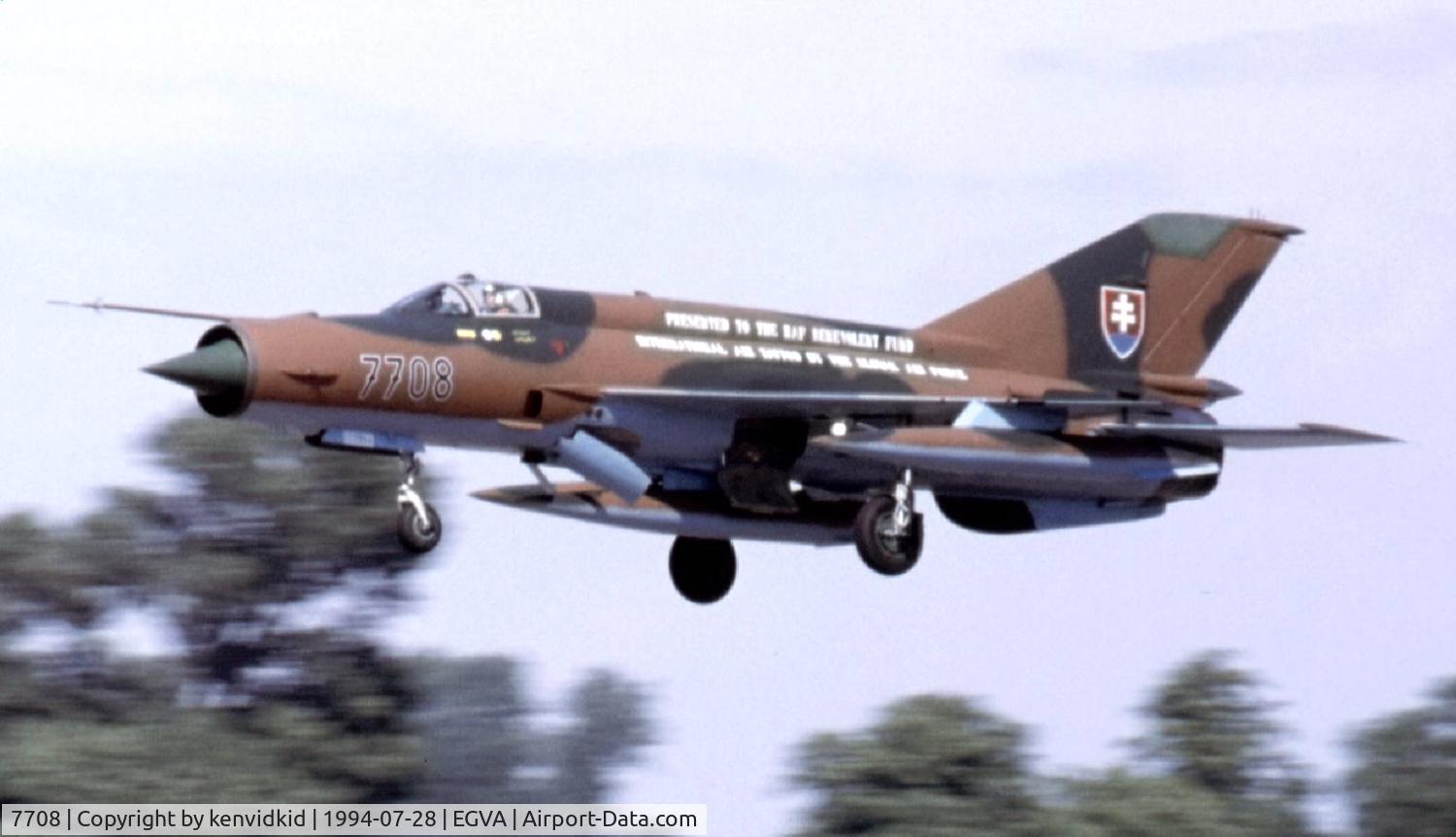 7708, Mikoyan-Gurevich MiG-21MF C/N 967708, Slovak Air Force arriving at RIAT.