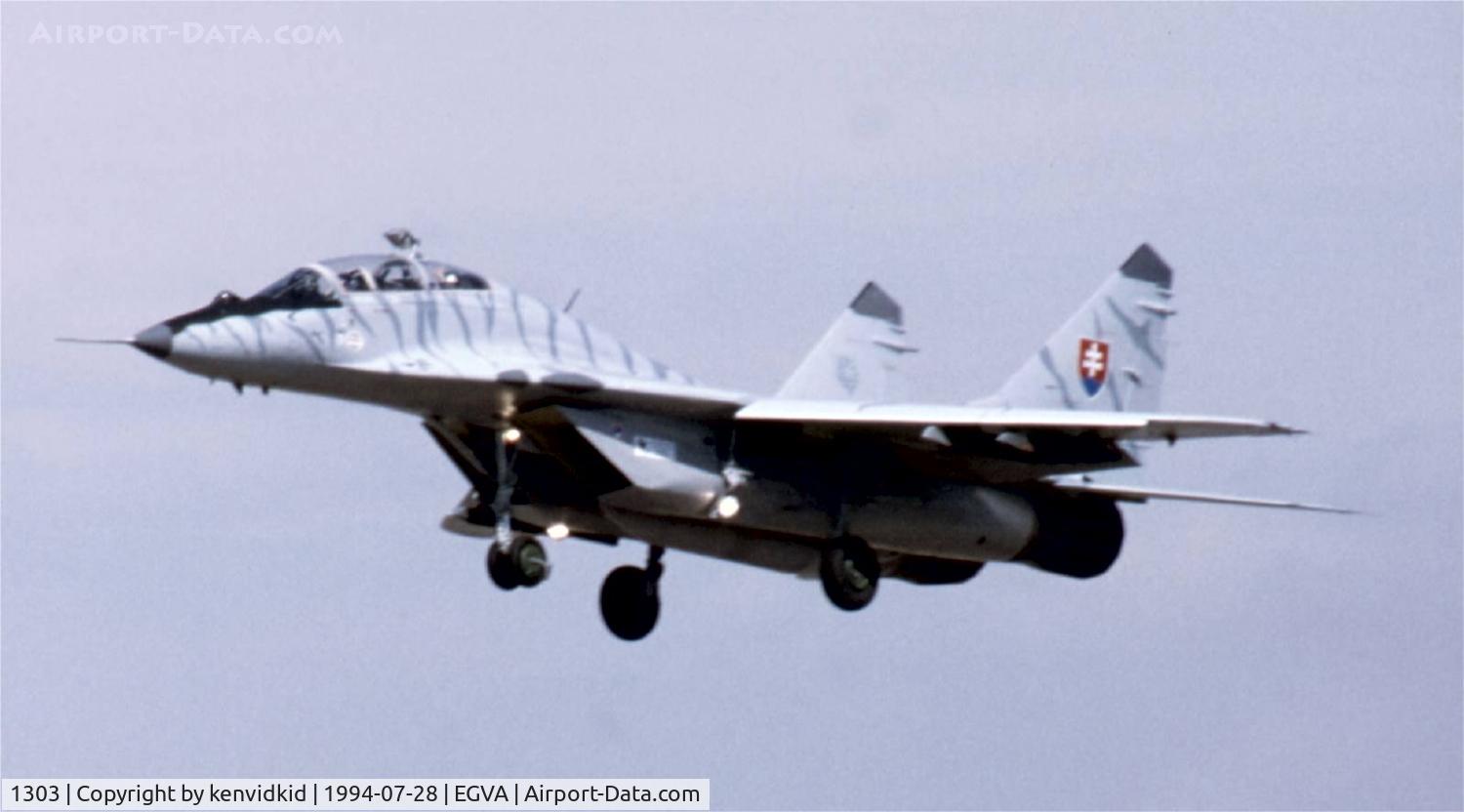 1303, Mikoyan-Gurevich MiG-29UB C/N N50903028113, Slovak Air Force arriving at RIAT.