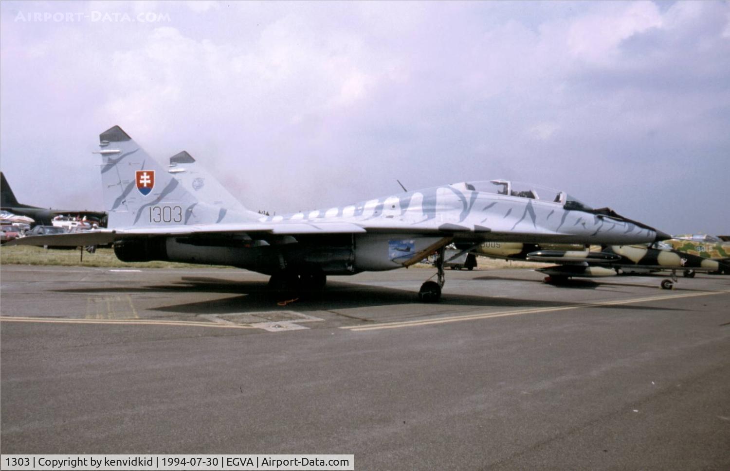 1303, Mikoyan-Gurevich MiG-29UB C/N N50903028113, Slovak Air Force on static display at RIAT.
