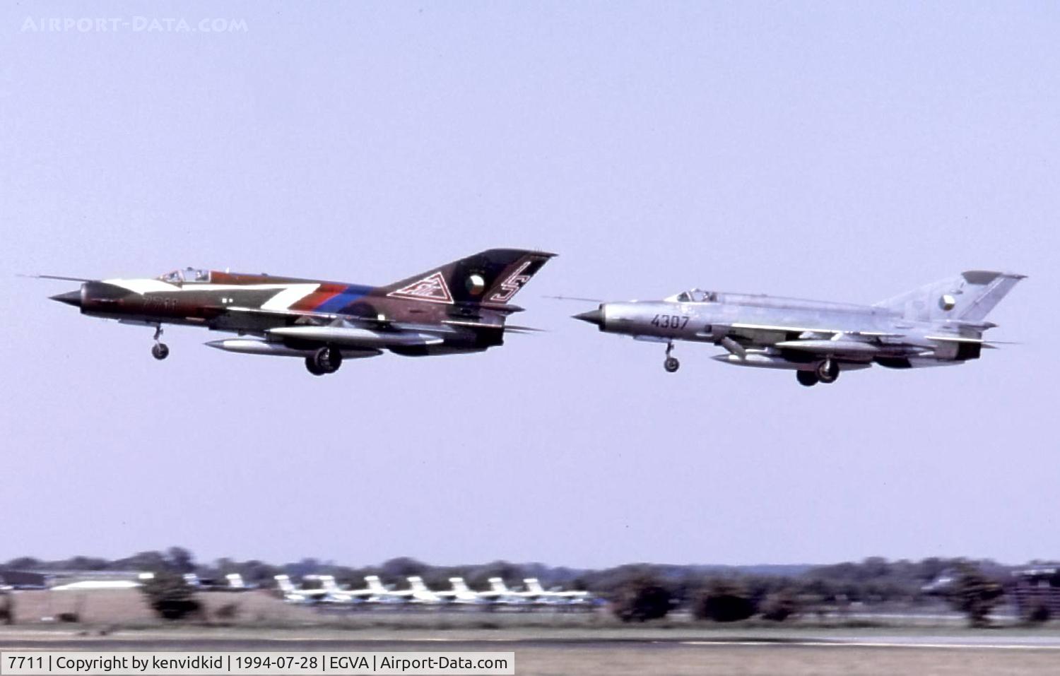 7711, Mikoyan-Gurevich MiG-21MF C/N 967711, Czech Republic Air Force arriving at RIAT.