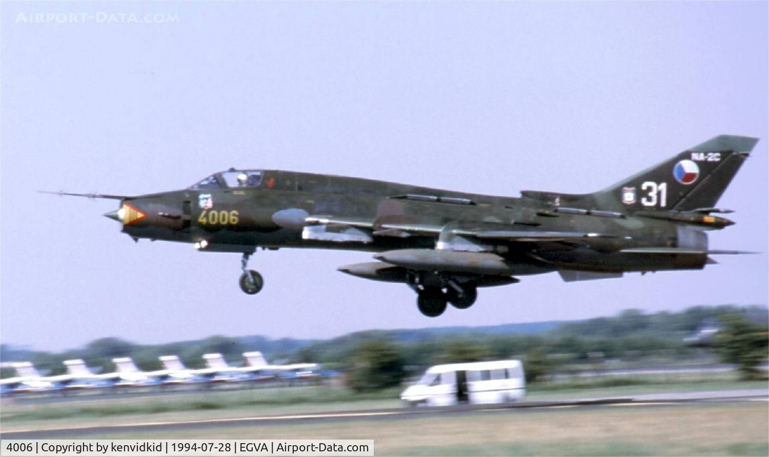 4006, 1989 Sukhoi Su-22M-4 C/N 40306, Czech Republic Air Force arriving at RIAT.