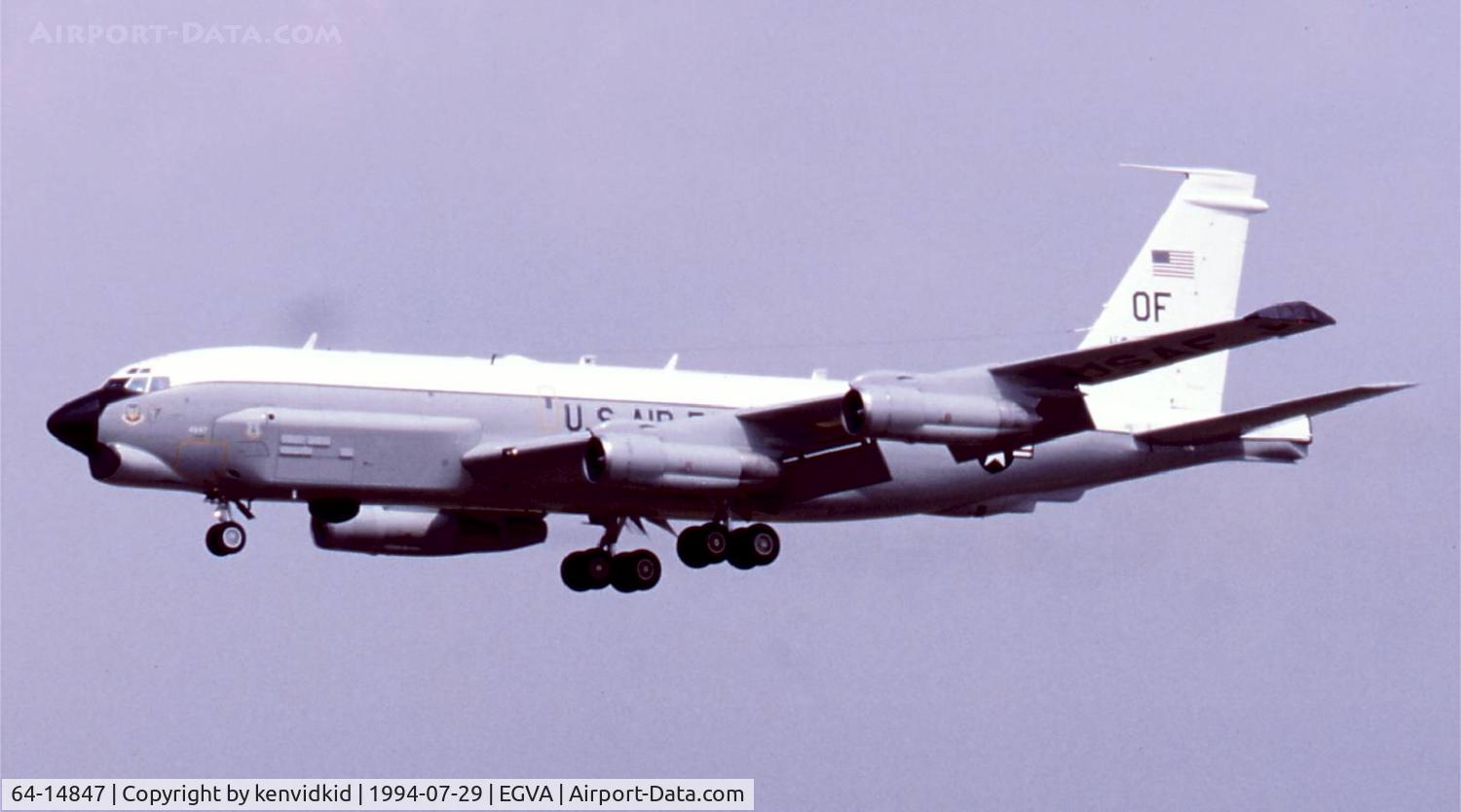 64-14847, 1964 Boeing RC-135U Combat Sent C/N 18747, US Air Force arriving at RIAT.