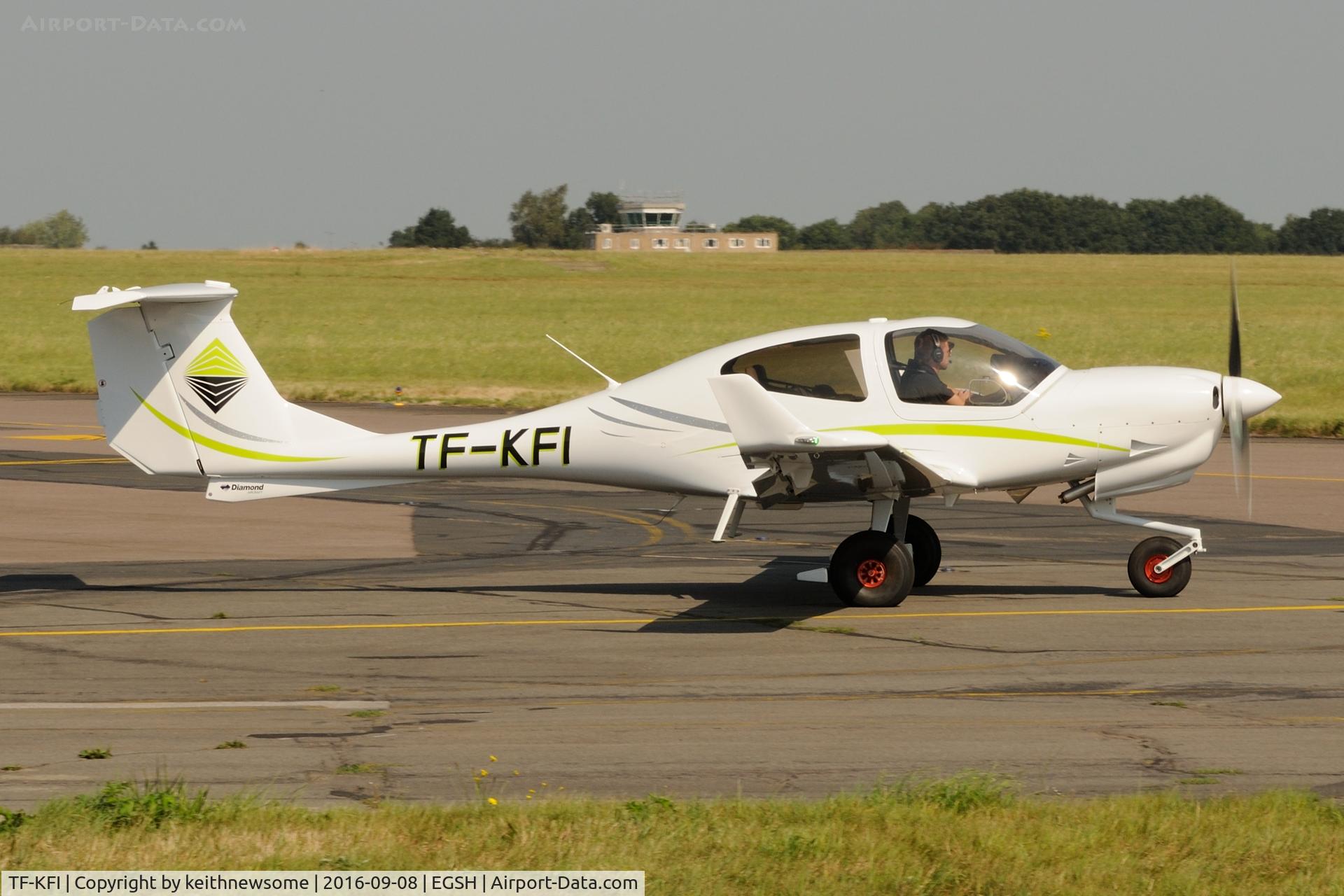 TF-KFI, Diamond DA-40 Diamond Star C/N Not found TF-KFI, Leaving Norwich.