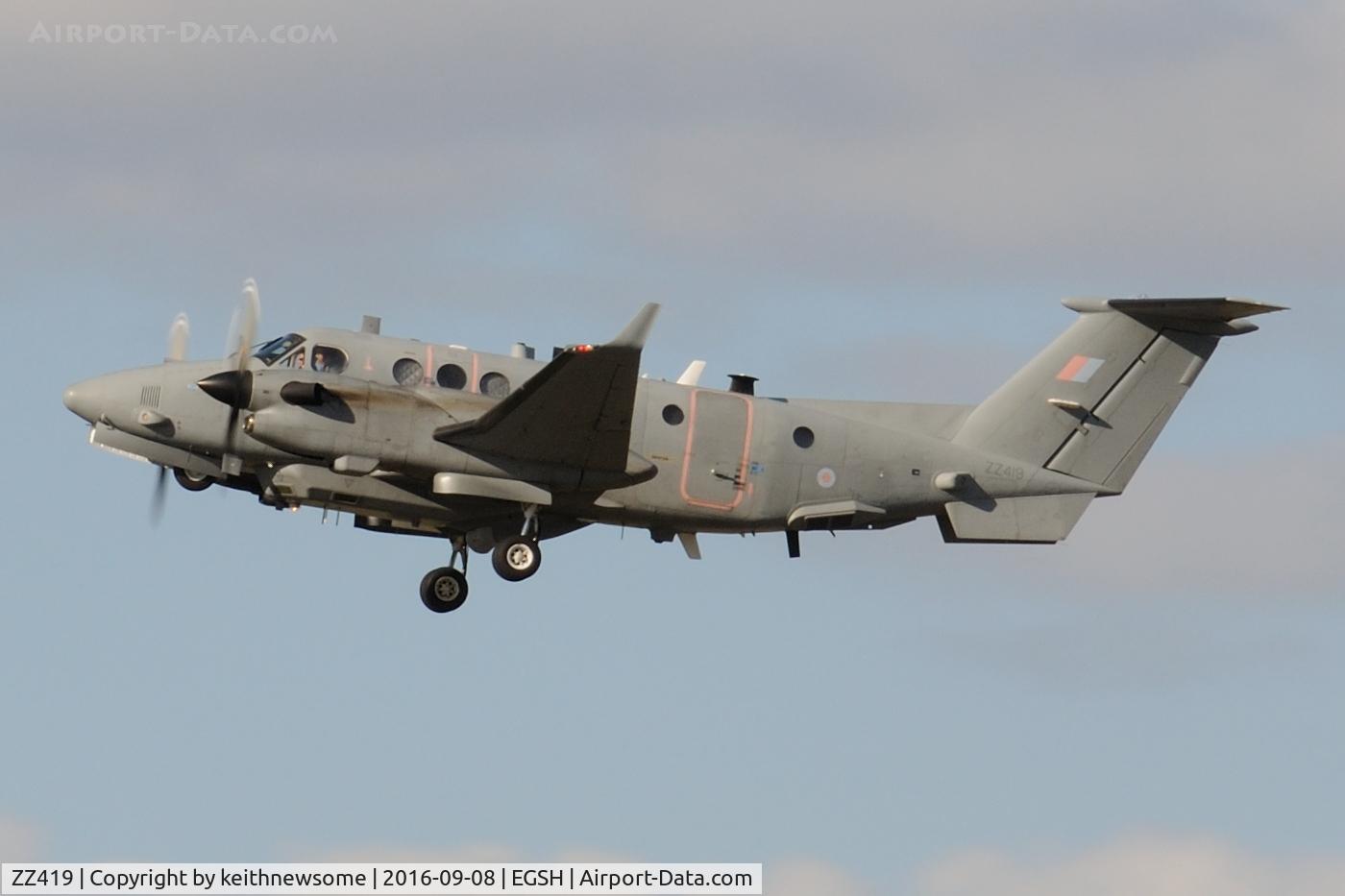 ZZ419, 2007 Hawker Beechcraft Shadow R1 (350CER) C/N FM-18, Leaving following ILS approach.