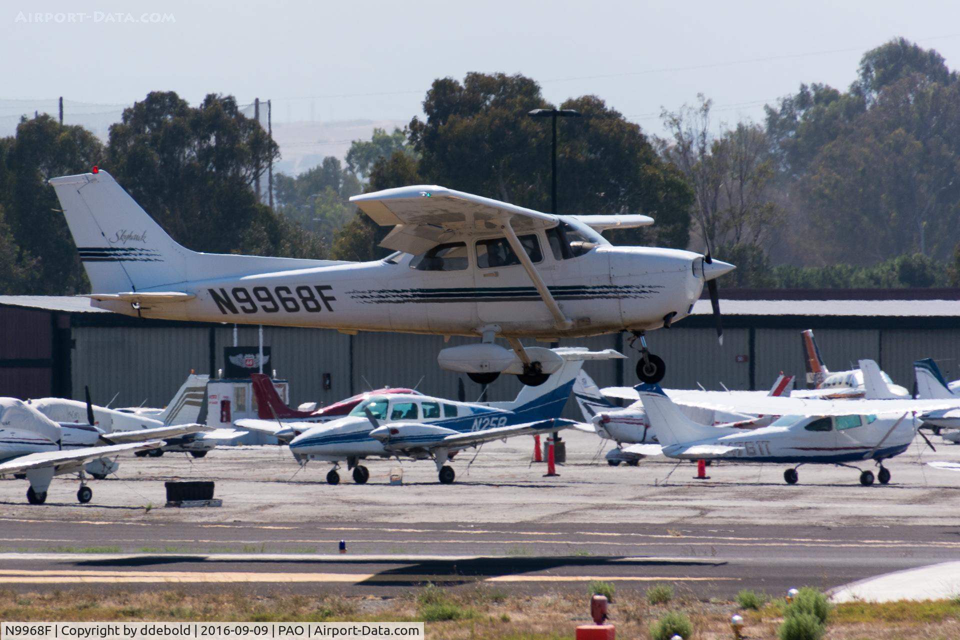 N9968F, 1997 Cessna 172R C/N 17280208, N9968F landing at Palo Alto Airport