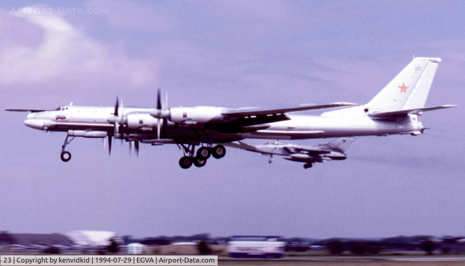 23, Tupolev Tu-95MS C/N 34379, Russian Air Force arriving at RIAT.
