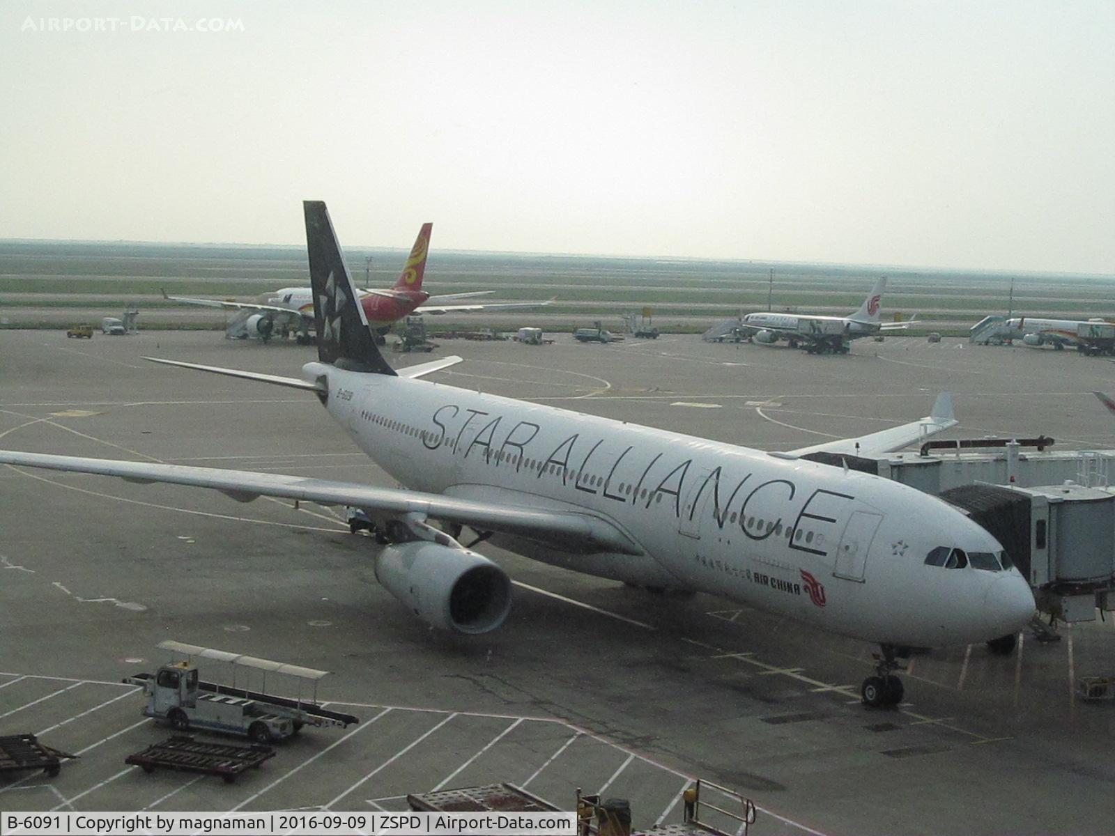 B-6091, 2007 Airbus A330-247 C/N 867, on stand at PVG