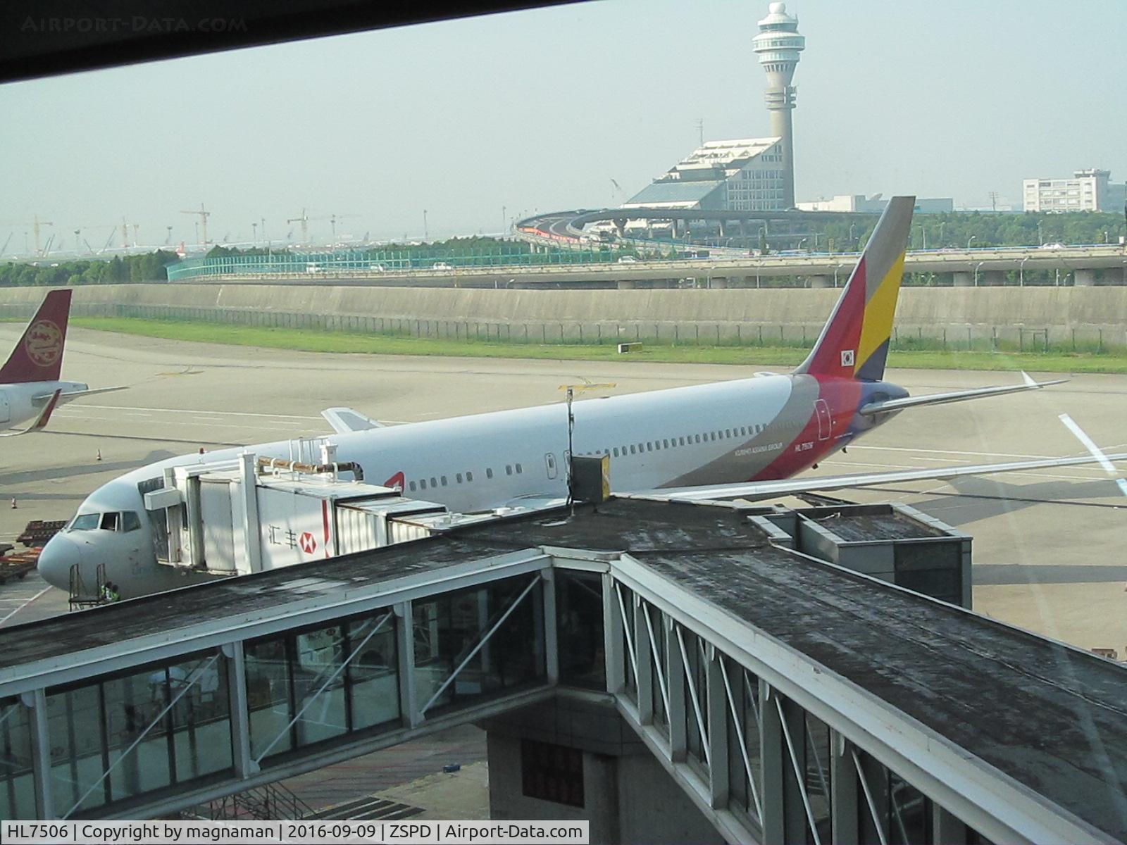HL7506, Boeing 767-38E C/N 25760, on stand at PVG