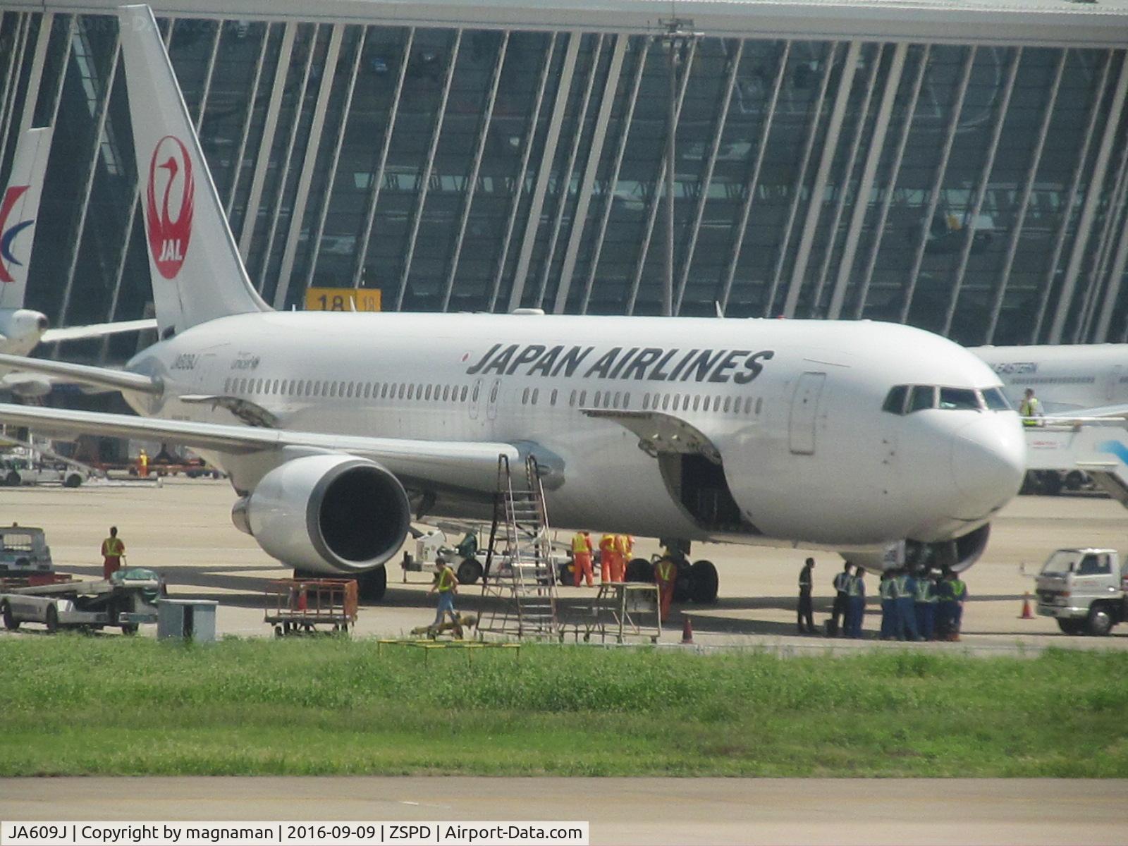 JA609J, 2004 Boeing 767-346/ER C/N 33845, on stand at PVG