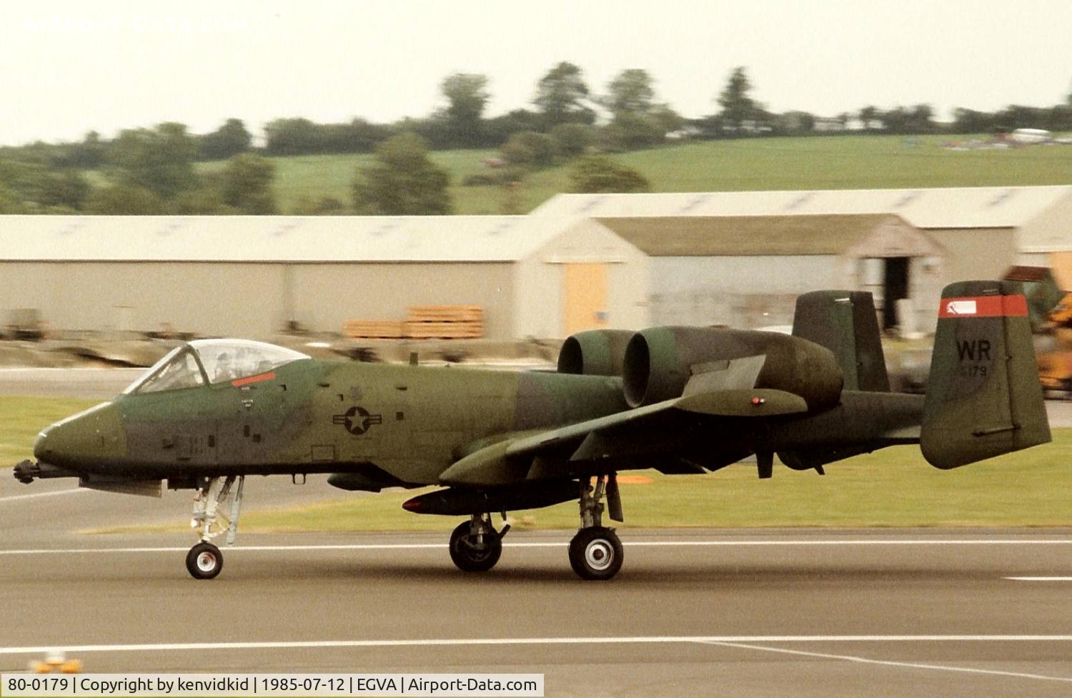 80-0179, Fairchild A-10A Thunderbolt II C/N A10-0529, US Air Force arriving at IAT.